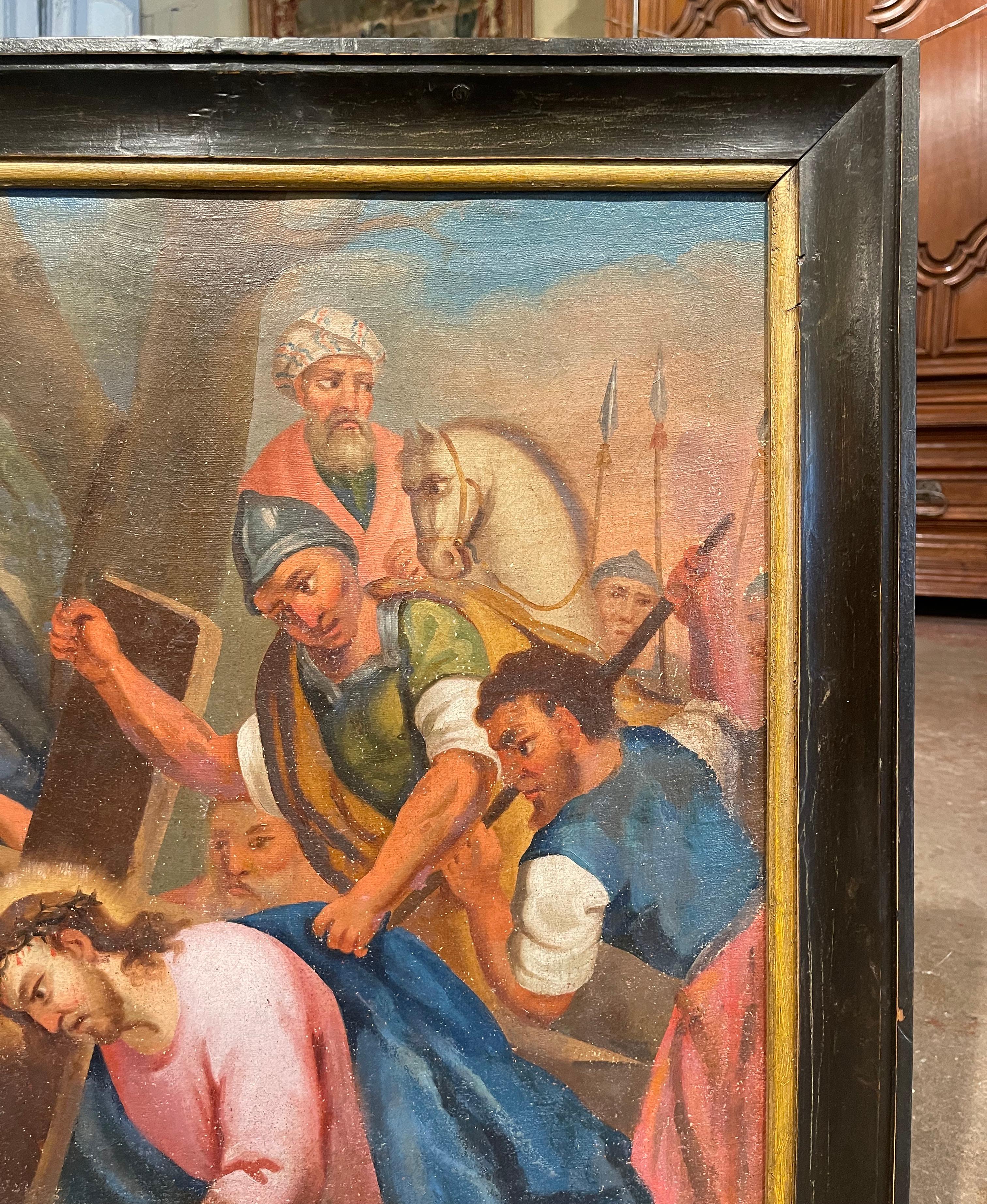 Französisches Ölgemälde auf Leinwand, 18. Jahrhundert, Gemälde „Der dritte Station des Kreuzes“    im Zustand „Hervorragend“ im Angebot in Dallas, TX