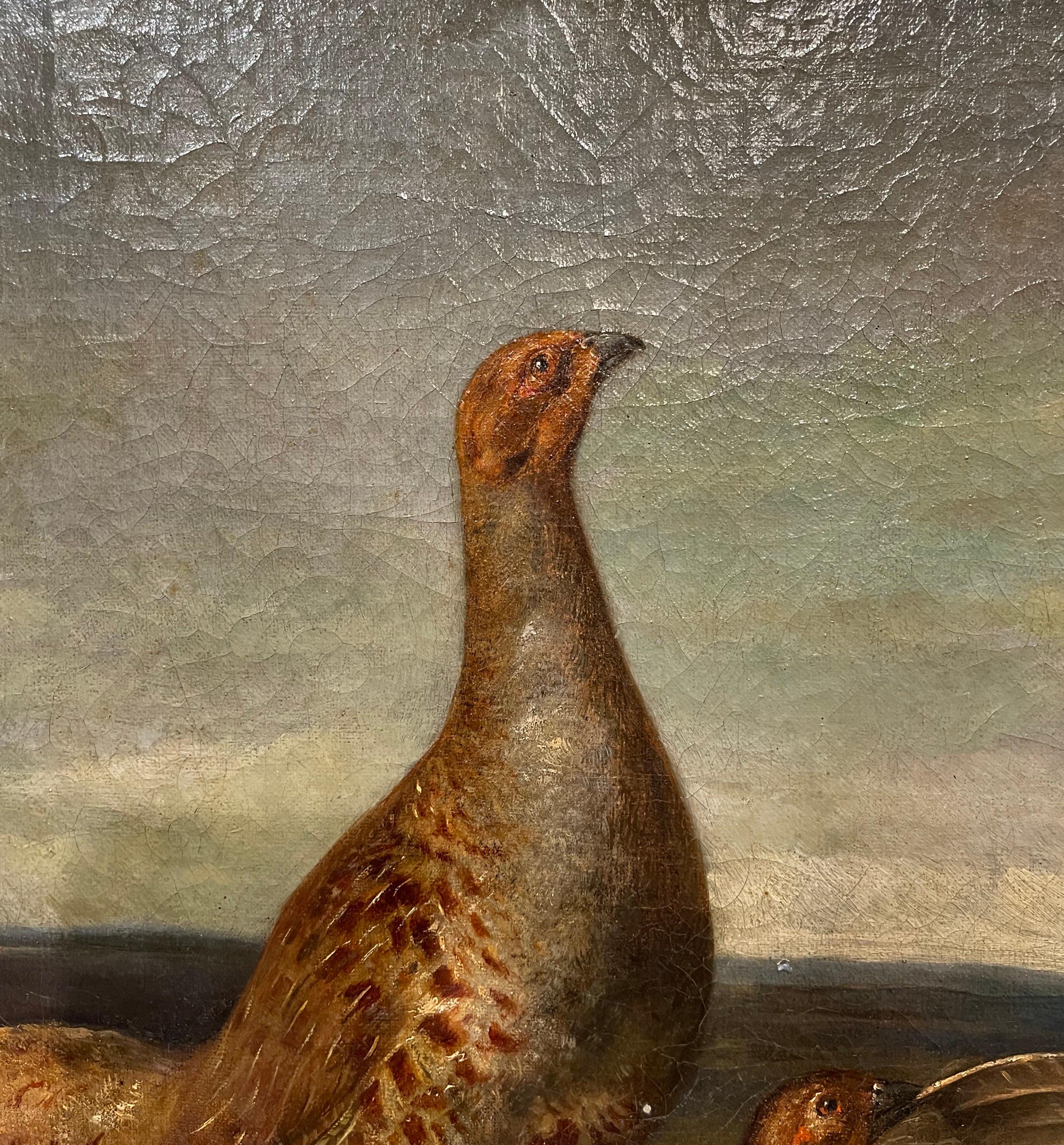 18th Century French Oil on Canvas Pheasant Painting in Gilt Frame Signed Gerard 4