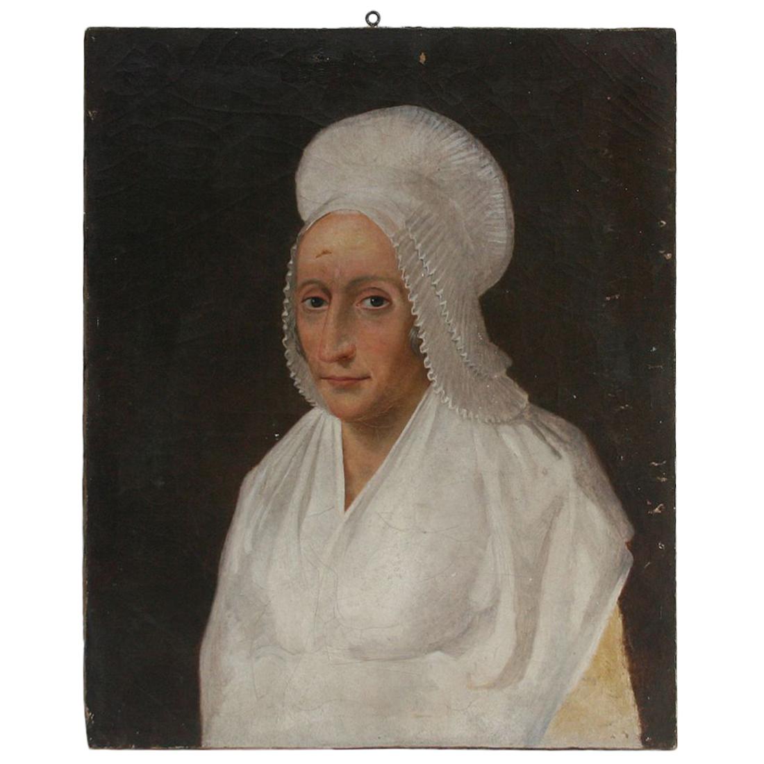 18th Century French Oil Paint Portrait of a Lady