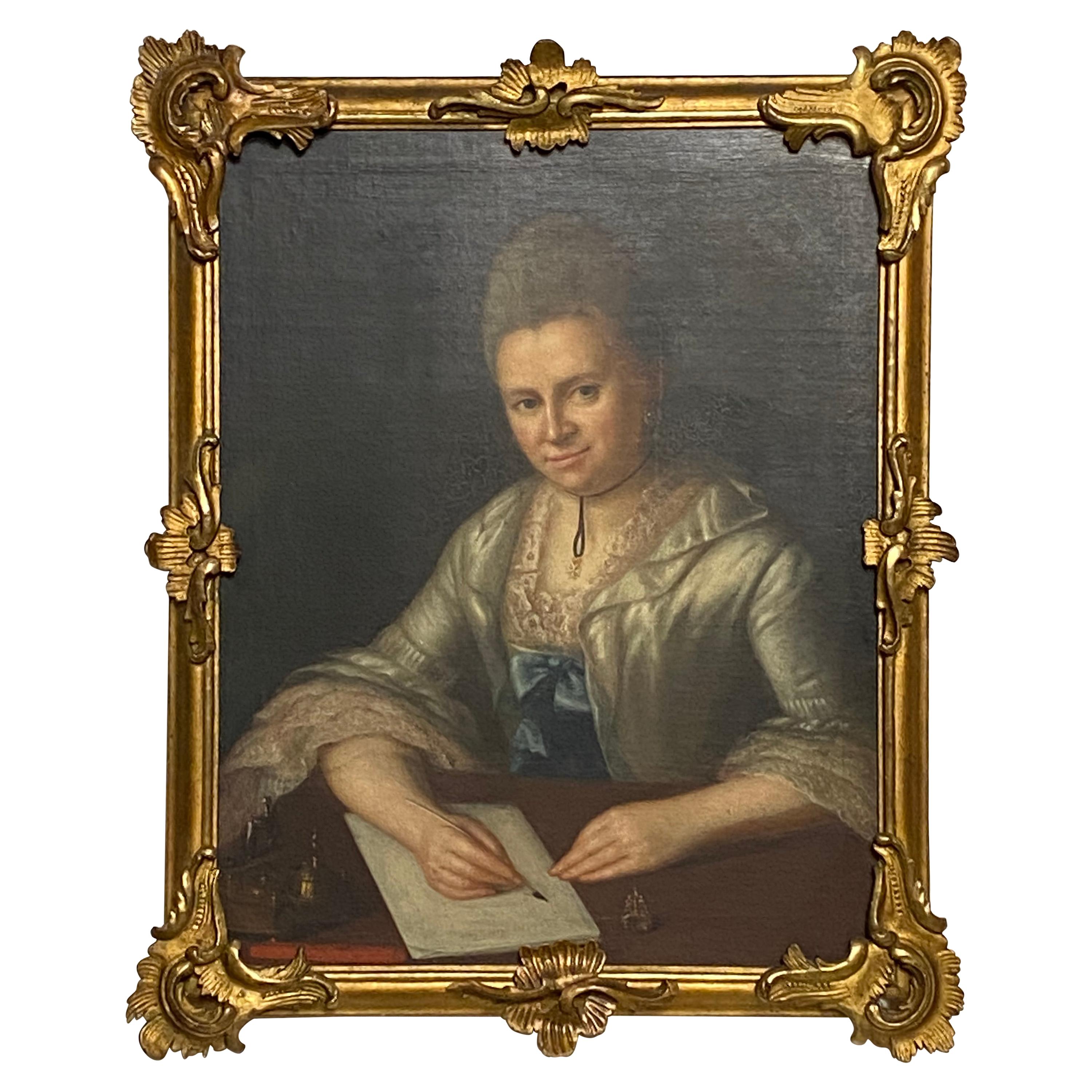 18th Century French Oil Painting of an Aristocratic Woman