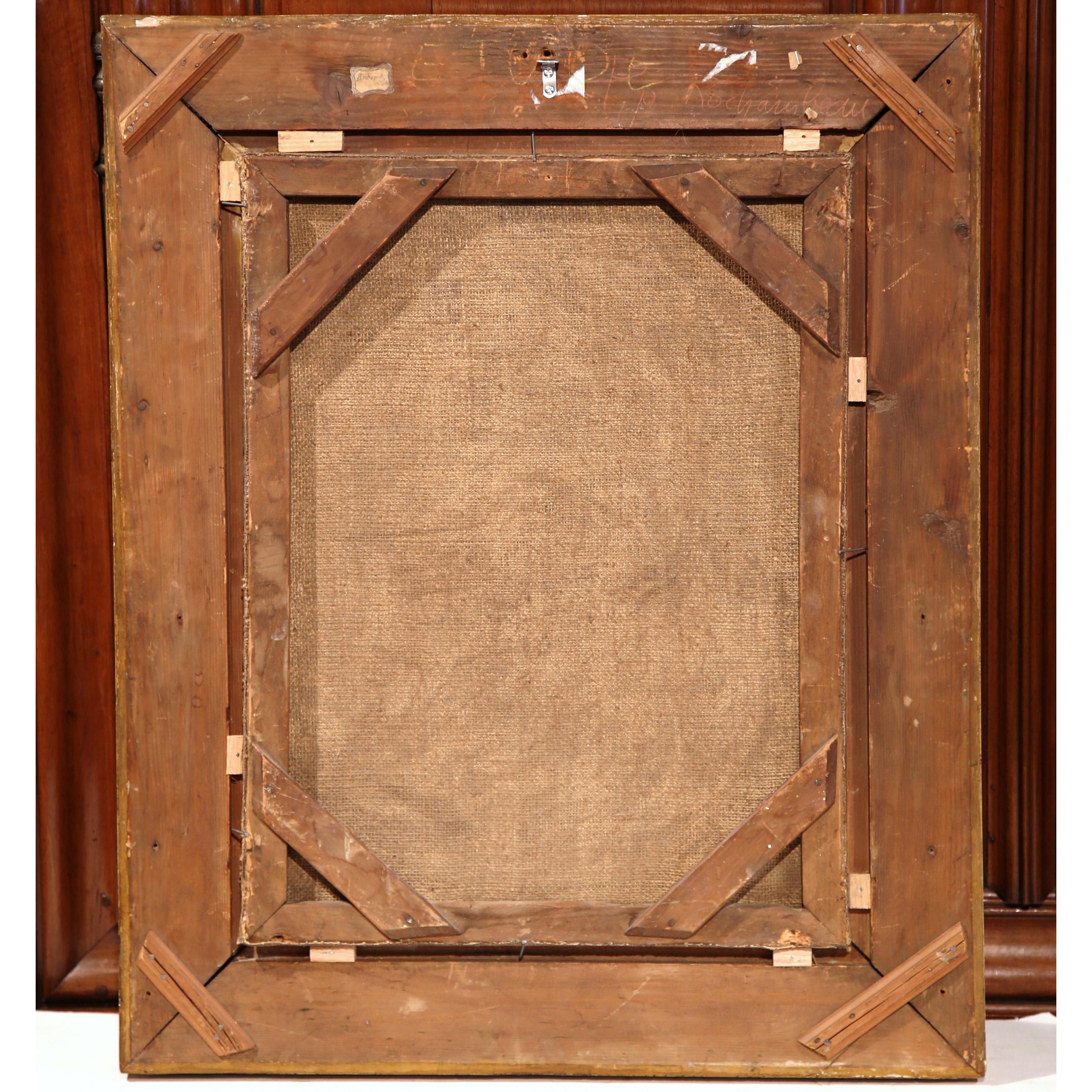 Carved 18th Century French Oil Painting of the Marquis de Rochambeau in Gilt Frame