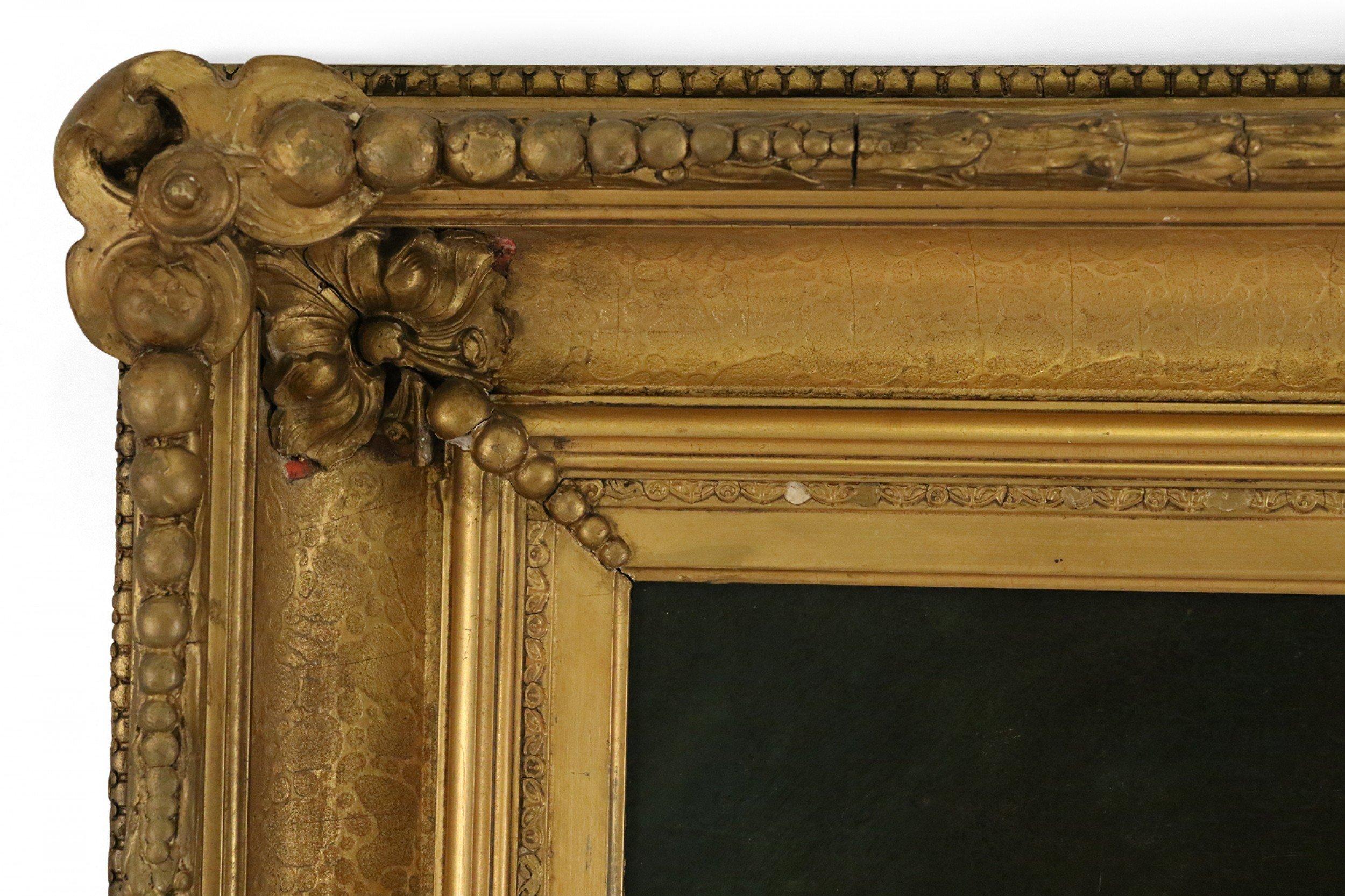 Giltwood 18th Century French Oil Painting Portrait of a Woman and Child Holding a Torch For Sale