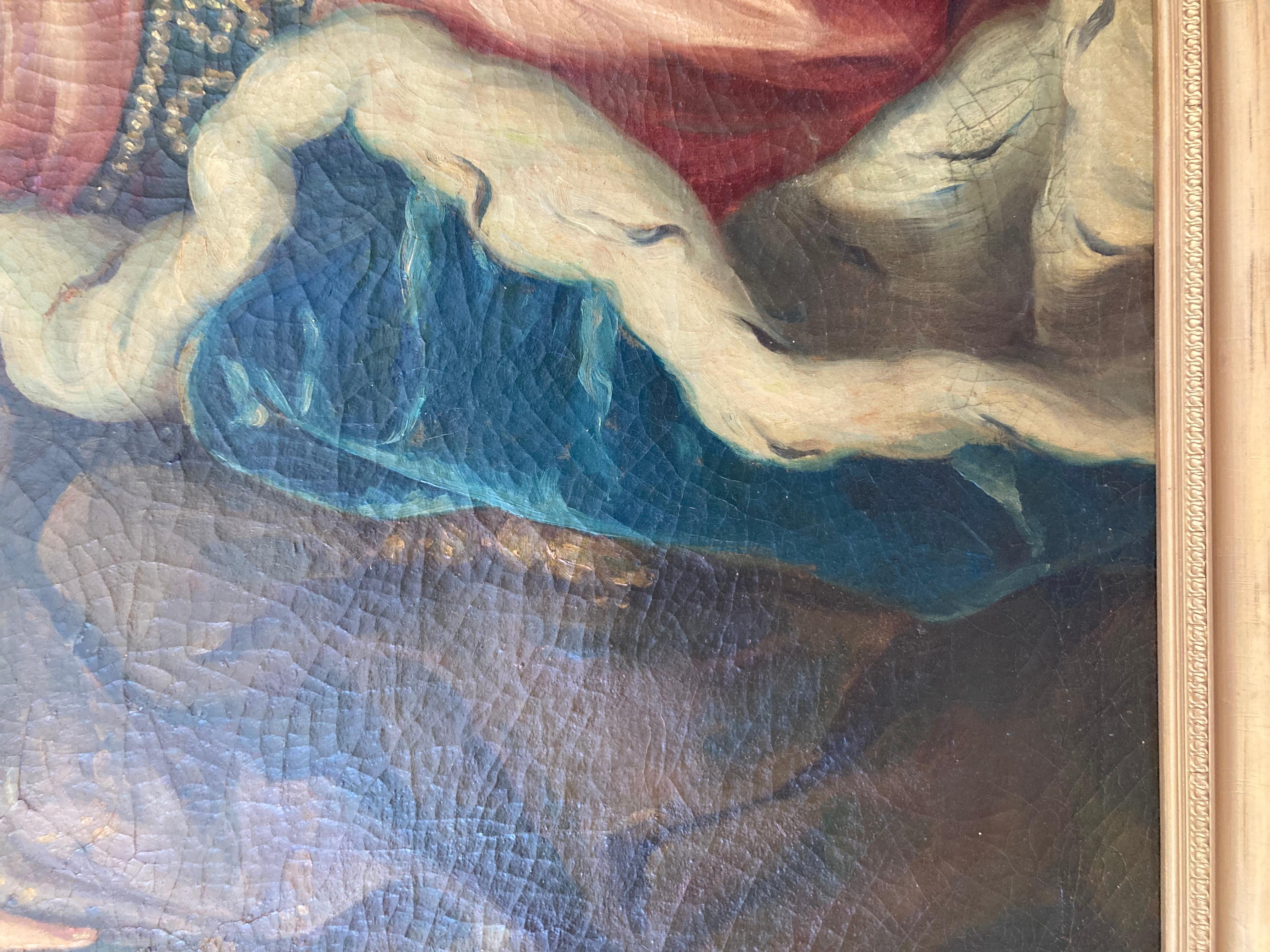 Peinture de portrait de noble femme du 18e siècle, de style French Old Master, grandeur nature, 3/4 de longueur 2