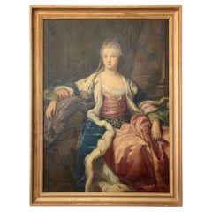 Peinture de portrait de noble femme du 18e siècle, de style French Old Master, grandeur nature, 3/4 de longueur