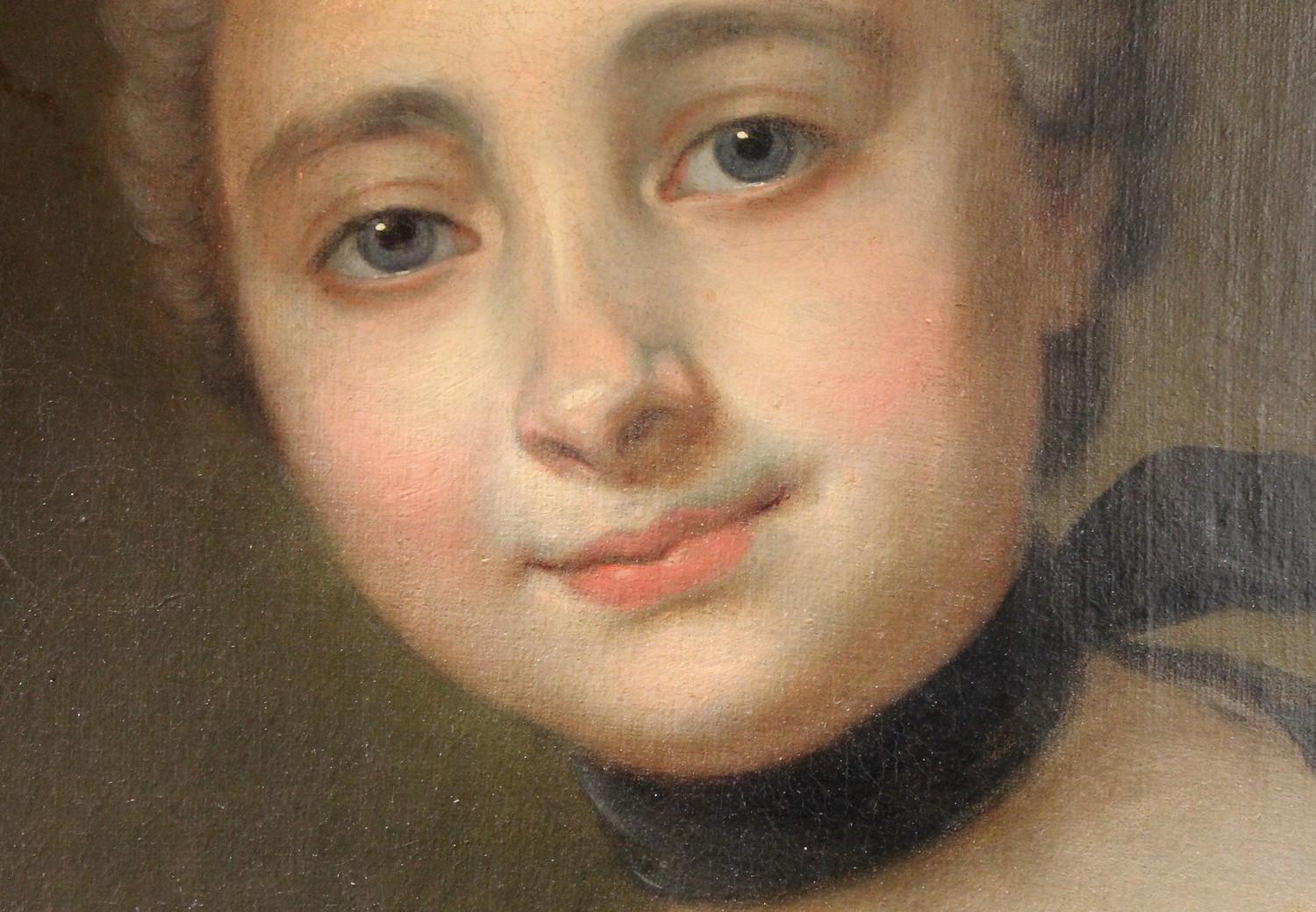 18th Century French Old Master Painting Young Lady Oil on Canvas Portrait, 1760 8