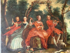 18th century French Garden or Féte a Bride and musicians  playing music