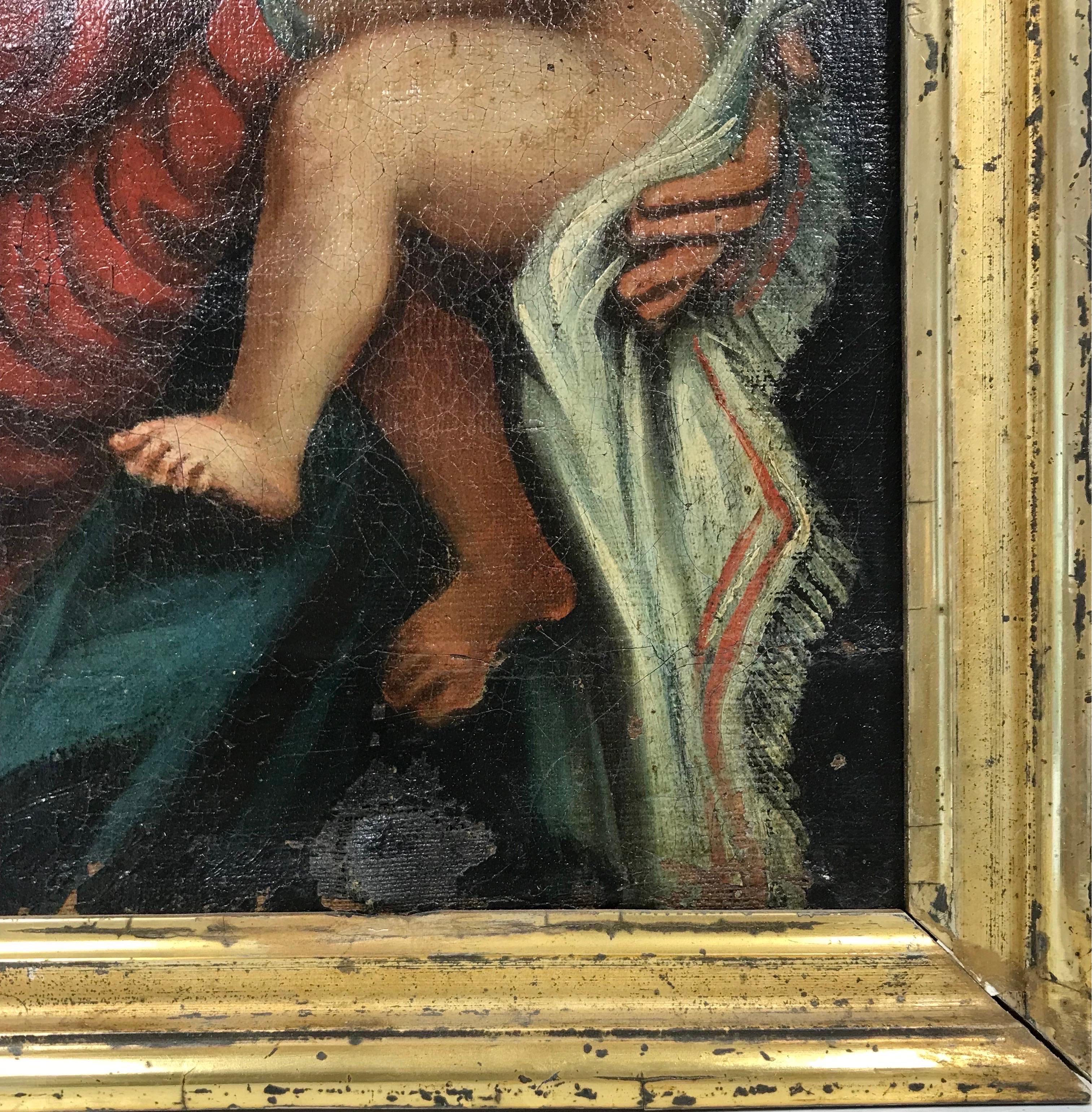 Mary & Jesus, Französisches Ölgemälde eines alten Meisters auf Leinwand, 18. Jahrhundert (Alte Meister), Painting, von 18th Century French Old Master