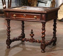 18th Century French Onyx and Marble Top Carved Oak Chess and Checker Game Table
