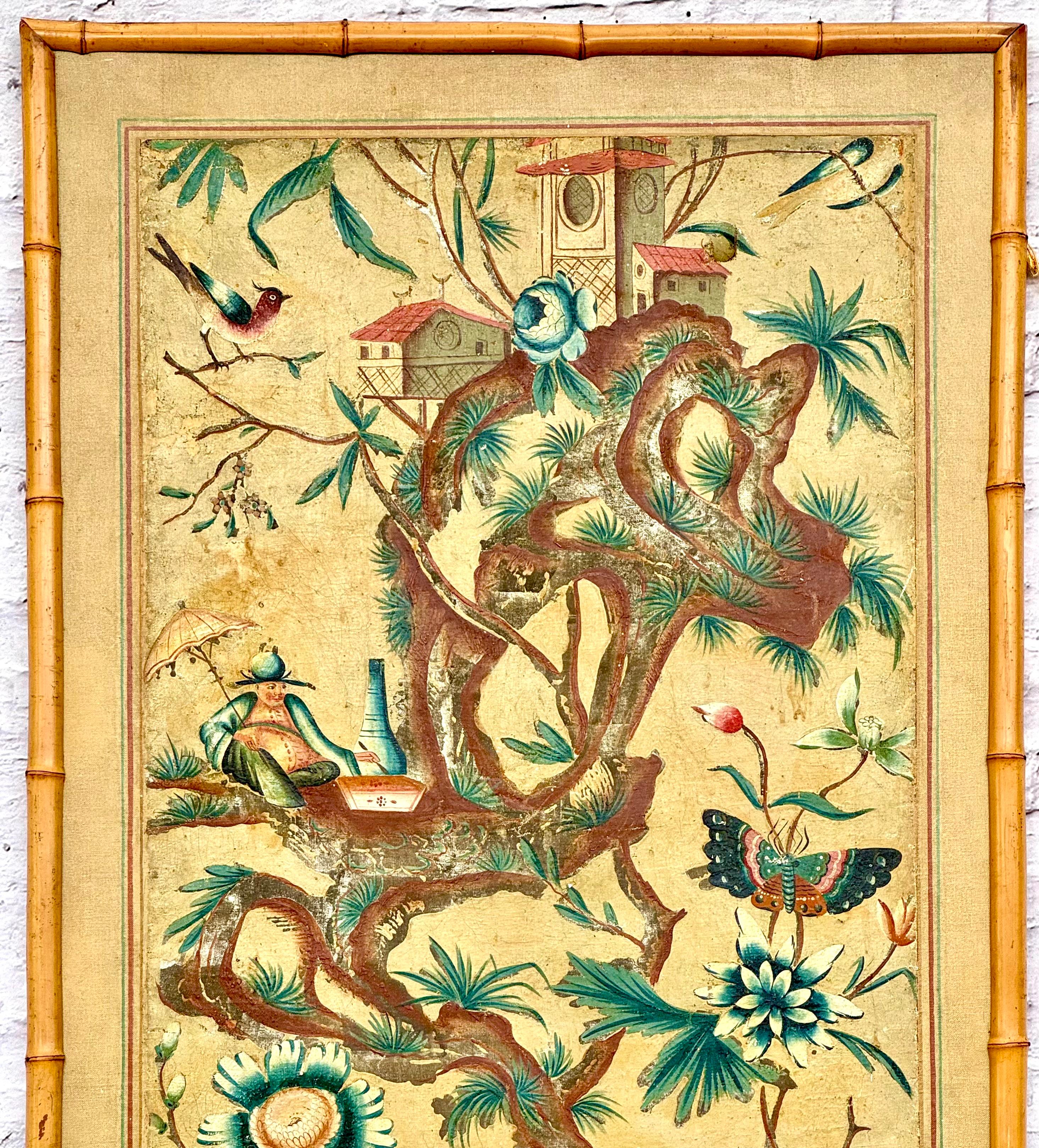 18th Century French or Italian Hand-Painted Chinoiserie Panel For Sale 6