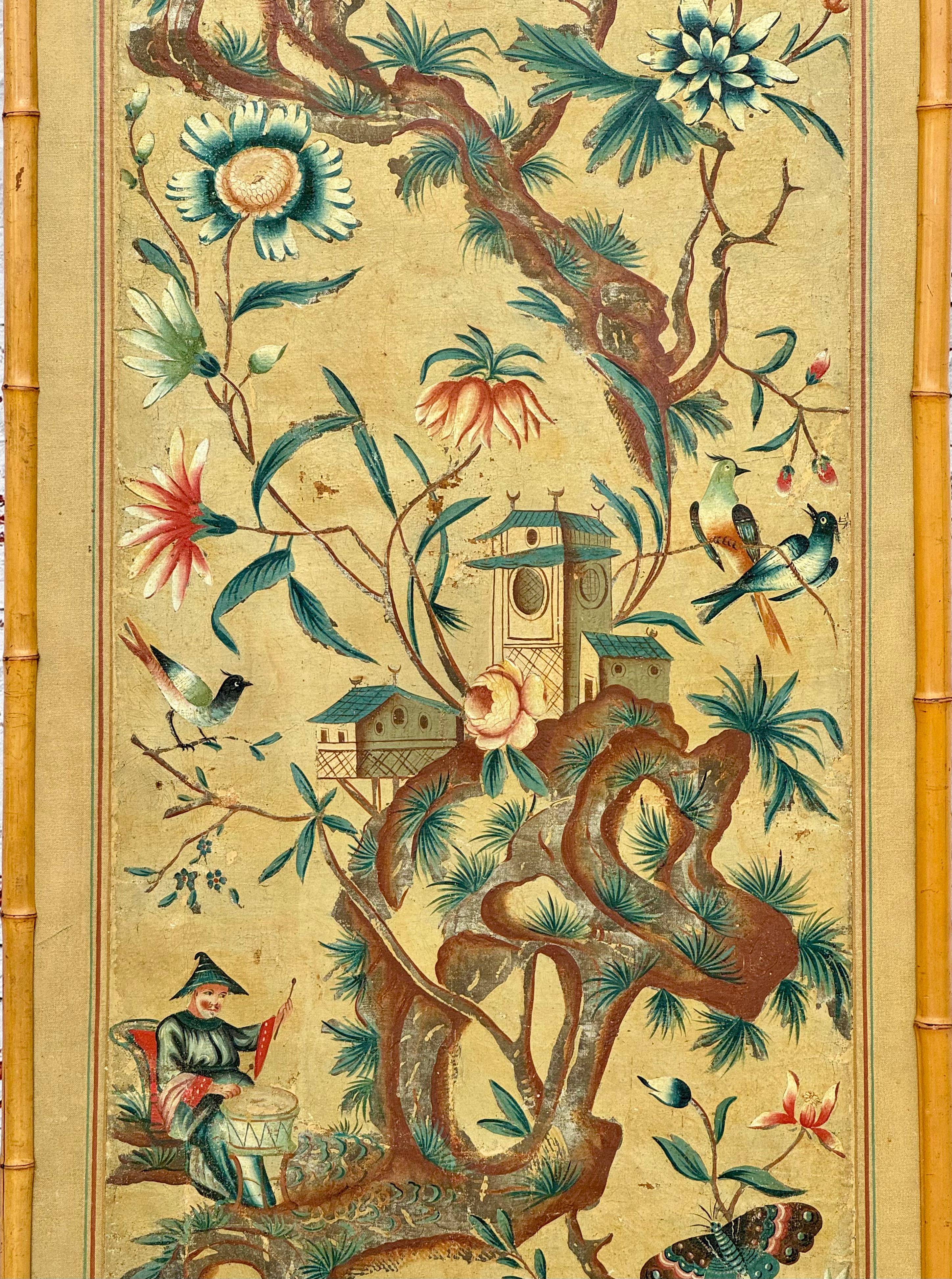 18th Century and Earlier 18th Century French or Italian Hand-Painted Chinoiserie Panel For Sale