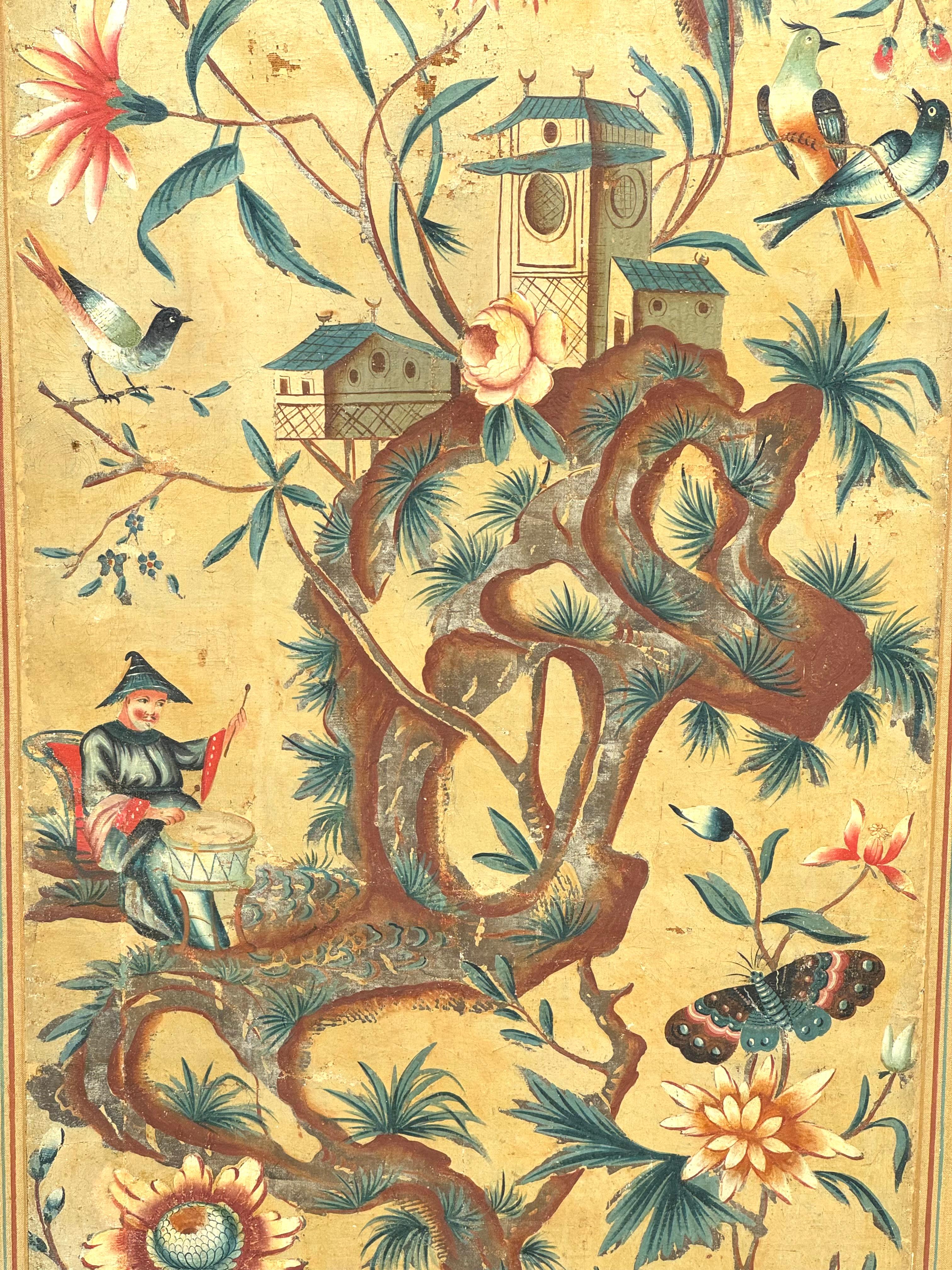 18th Century French or Italian Hand-Painted Chinoiserie Panel For Sale 1