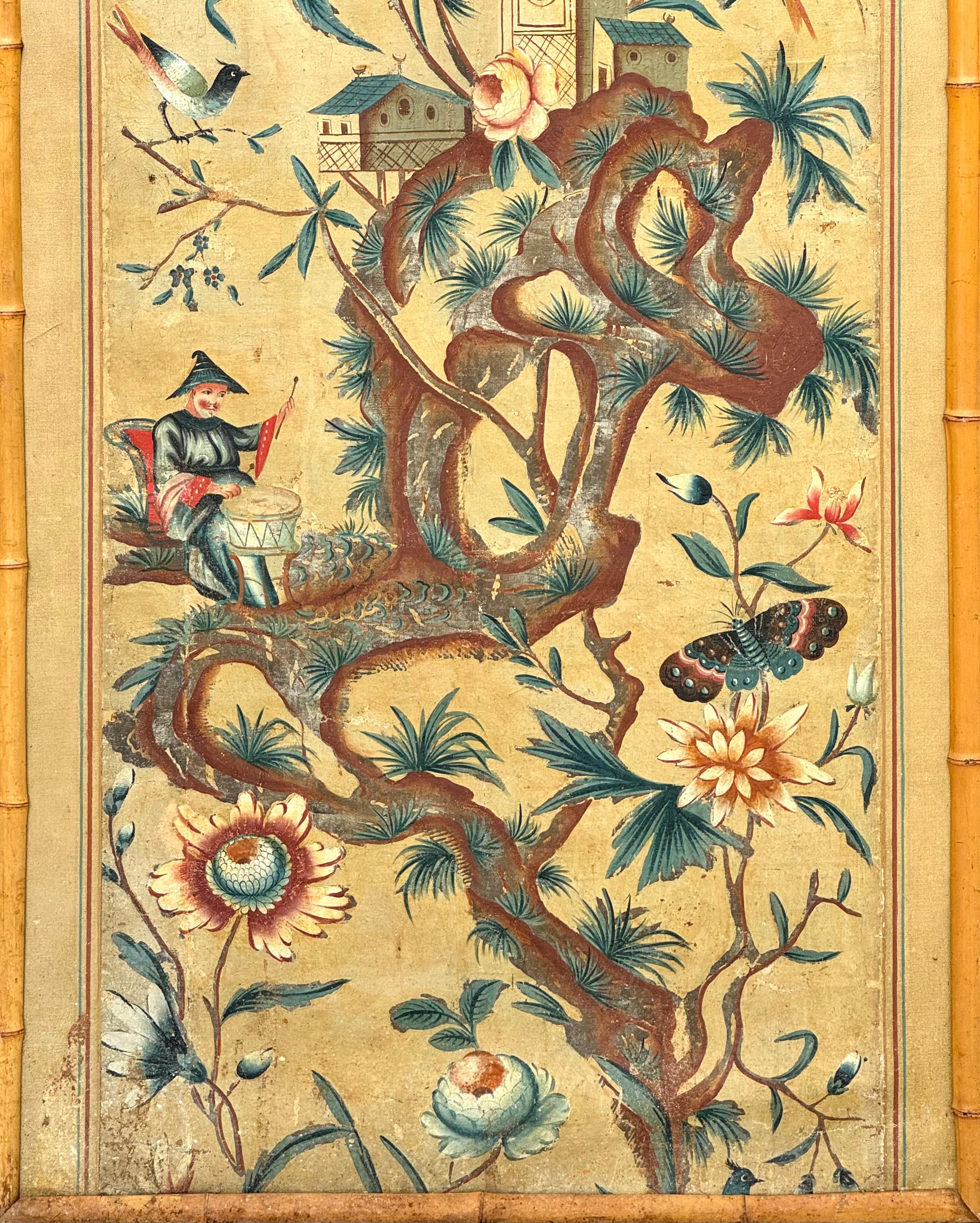 18th Century French or Italian Hand-Painted Chinoiserie Panel For Sale 4