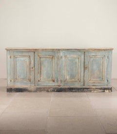 18th Century French Original Blue Painted Enfilade or Sideboard