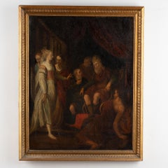 18th Century French Original Oil on Canvas Painting of Aging King