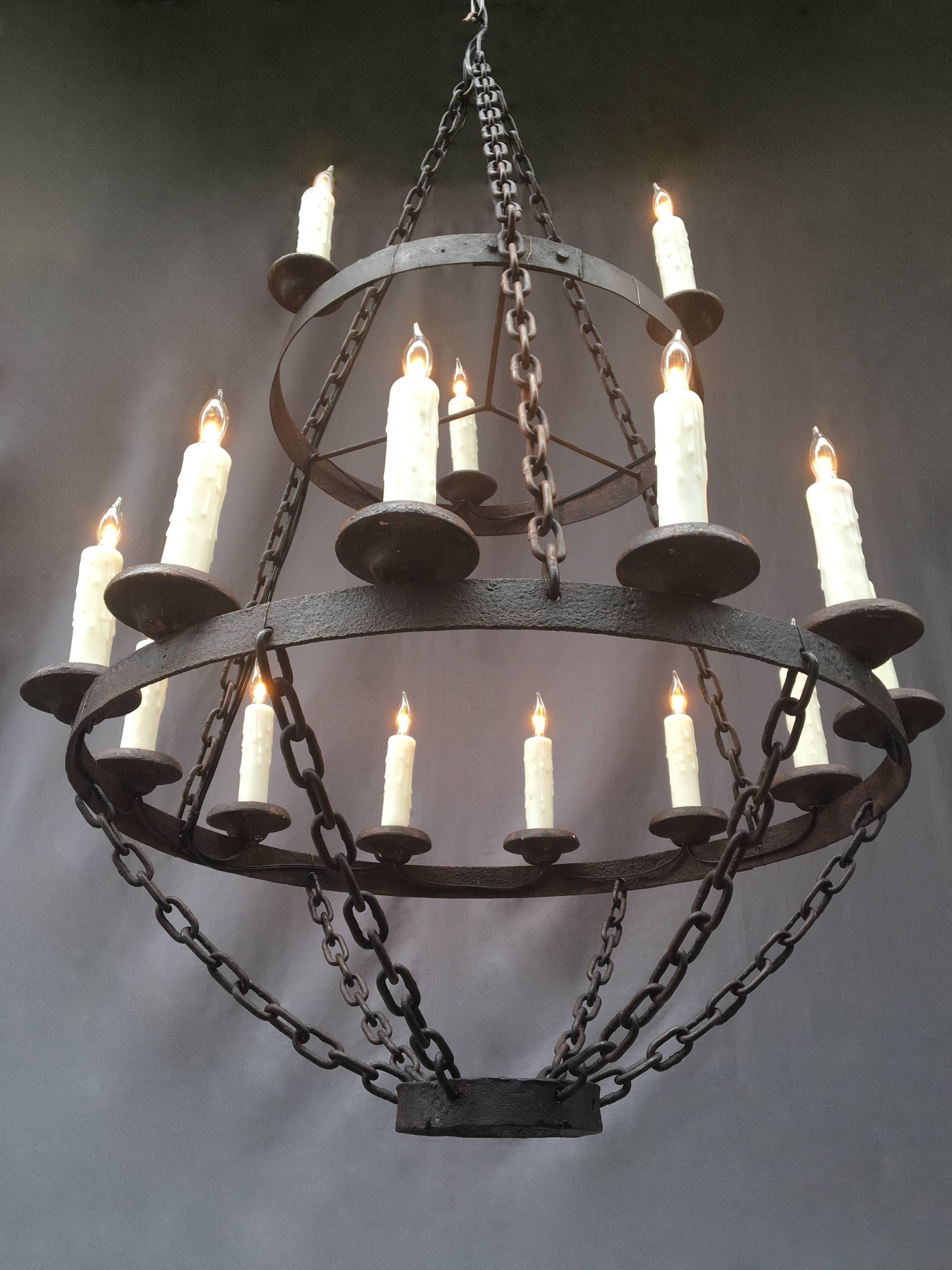 French Provincial 18th Century French Originally Pricket Iron Chandelier