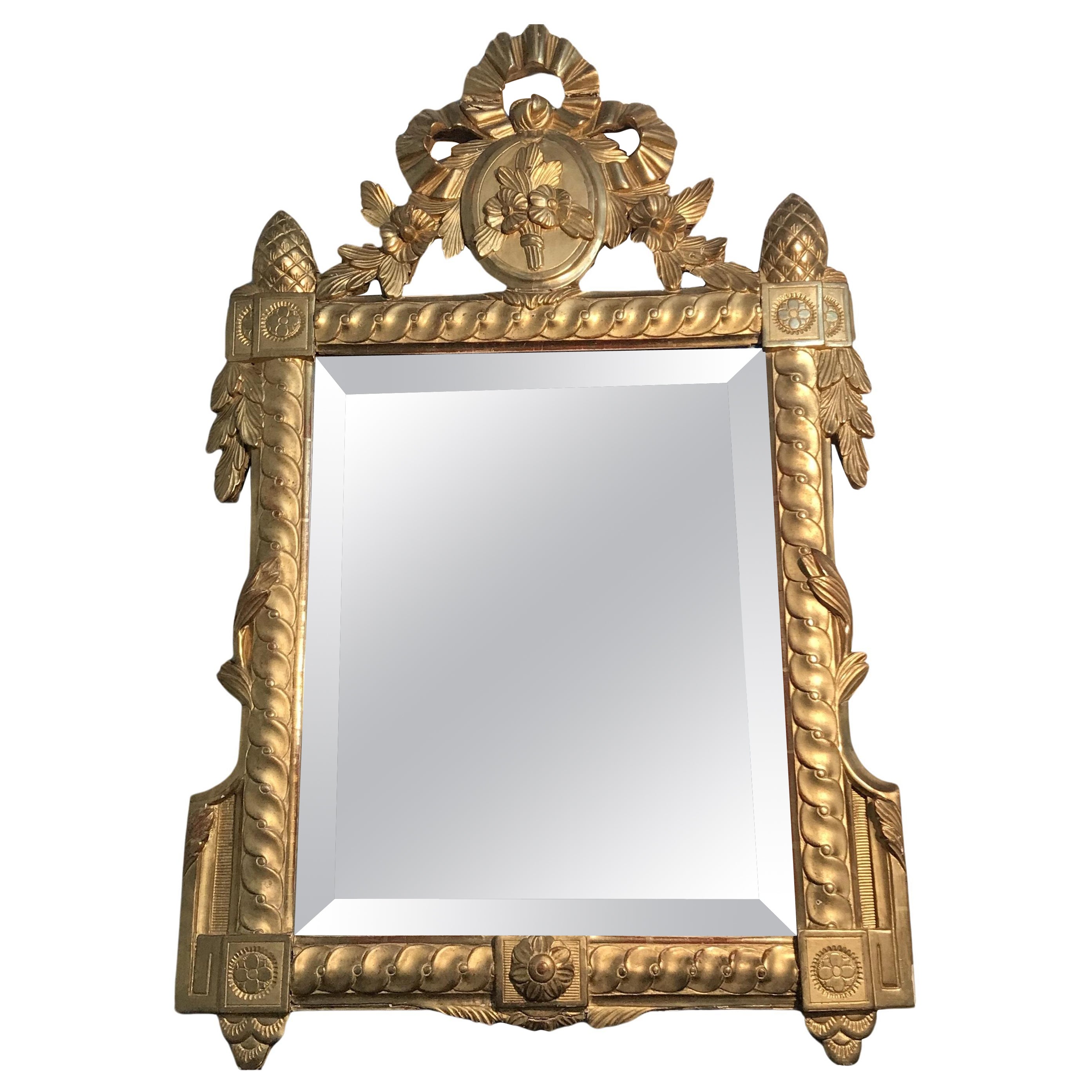 Espejo dorado ornamentado francés del siglo XVIII