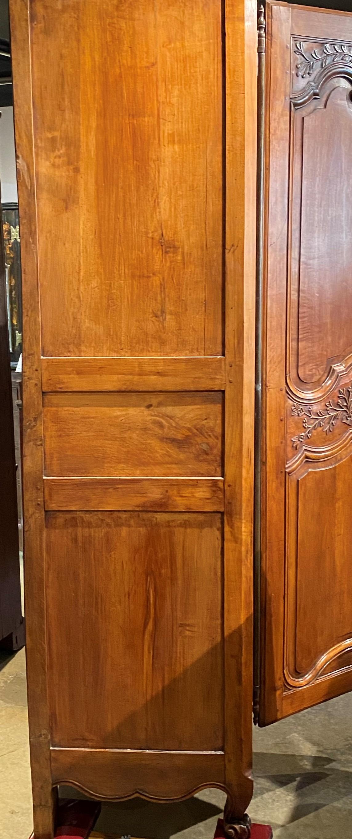 18th Century French Ornately Carved Two-Door Cherrywood Armoire 3