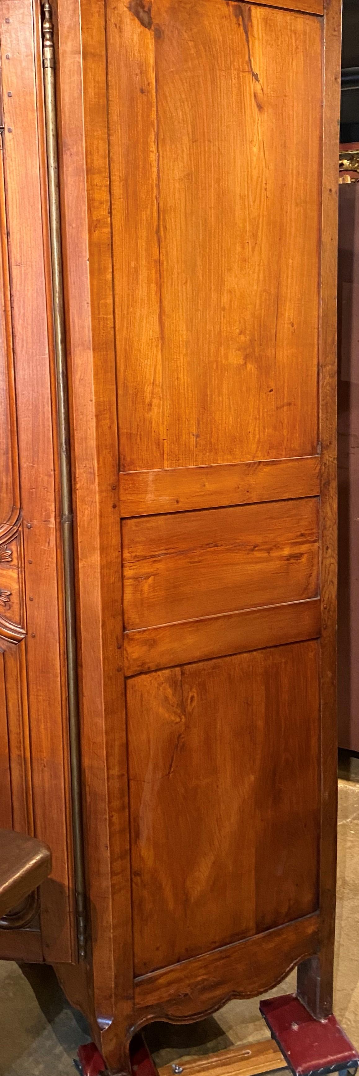 18th Century French Ornately Carved Two-Door Cherrywood Armoire 1