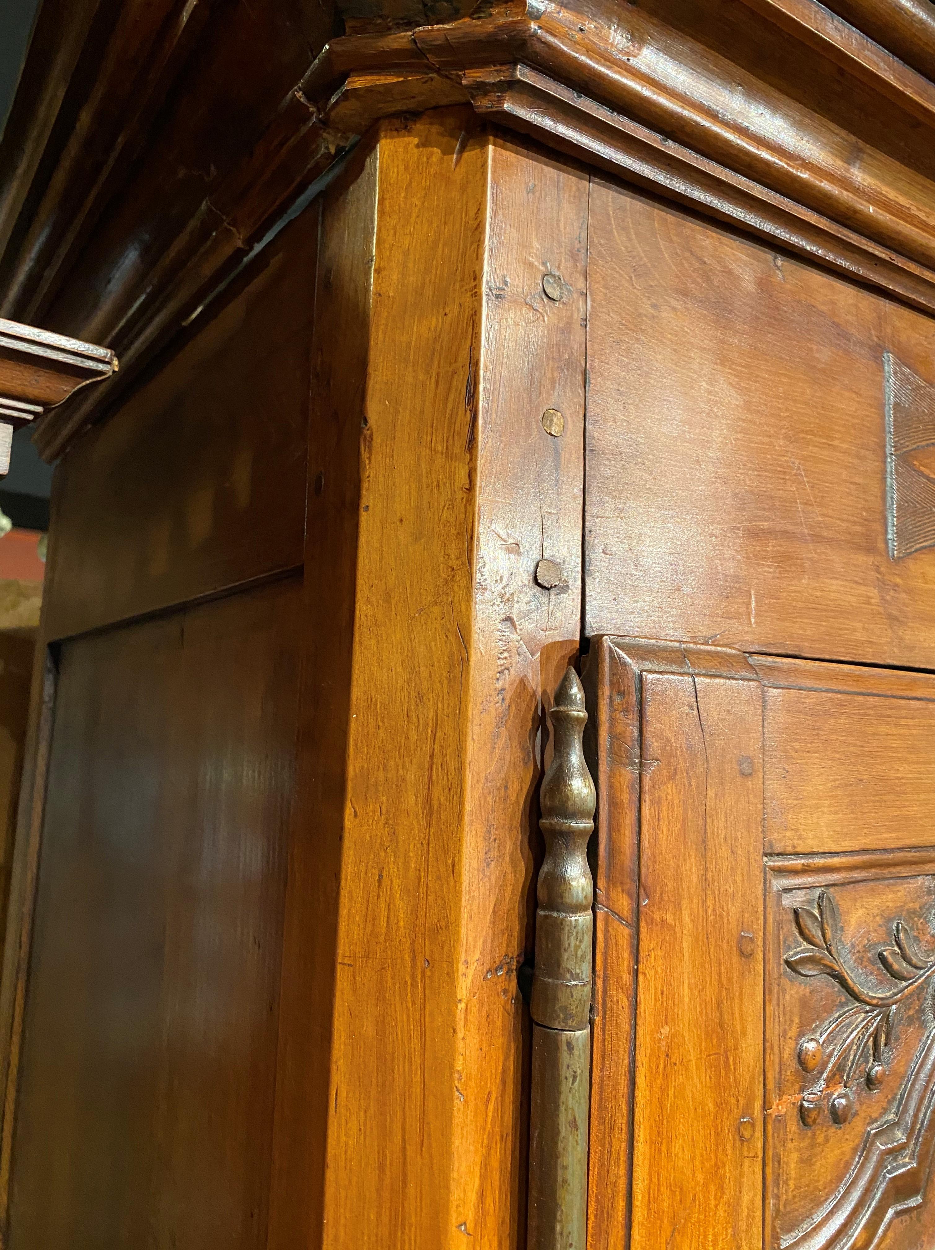 18th Century French Ornately Carved Two-Door Cherrywood Armoire 2