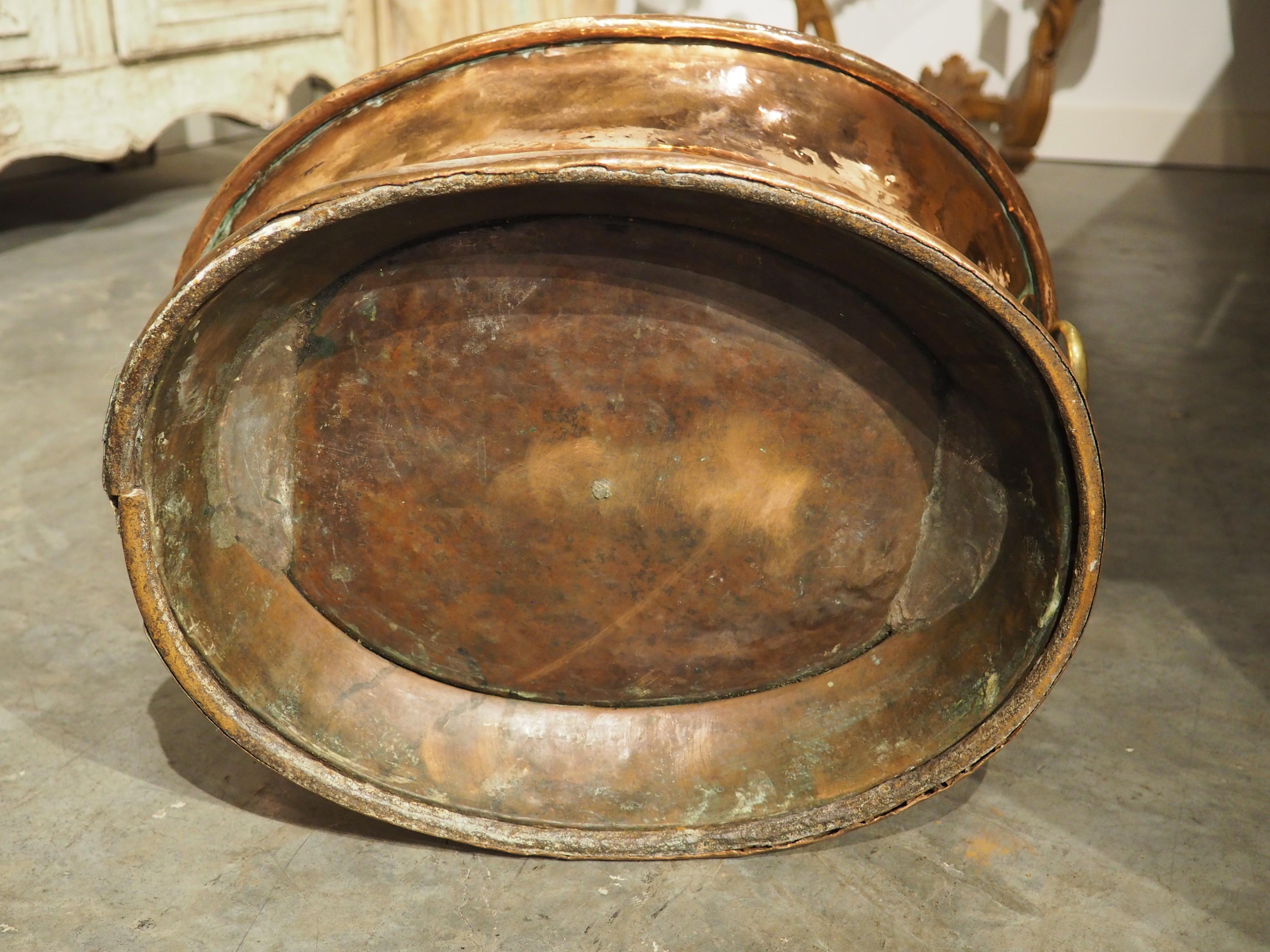 18th Century French Oval Copper Rafraîchissoir or Wine Bottle Cooler For Sale 9