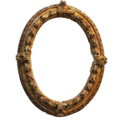 18th Century French Oval Frame in Gilded Wood