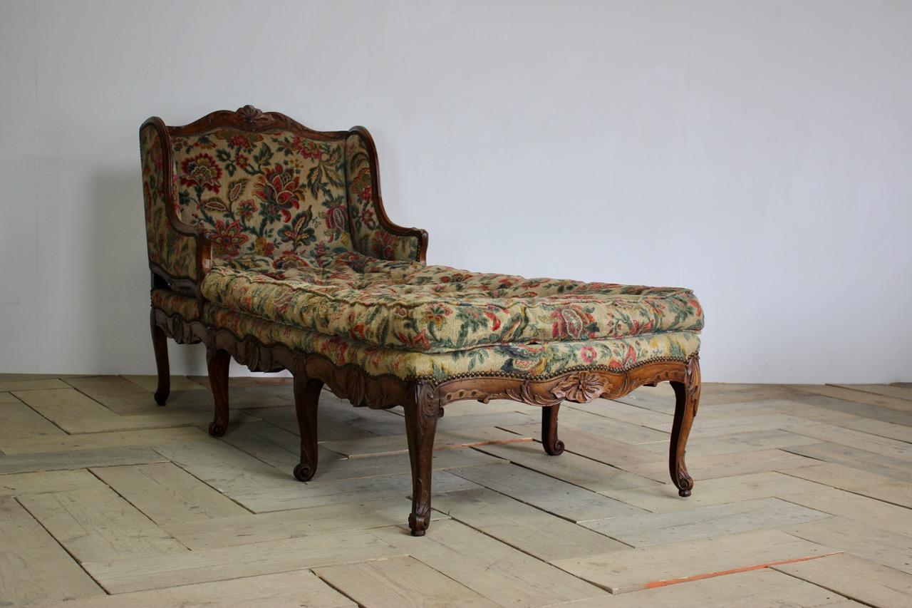 Elm 18th Century French Oversized Chaise Longue