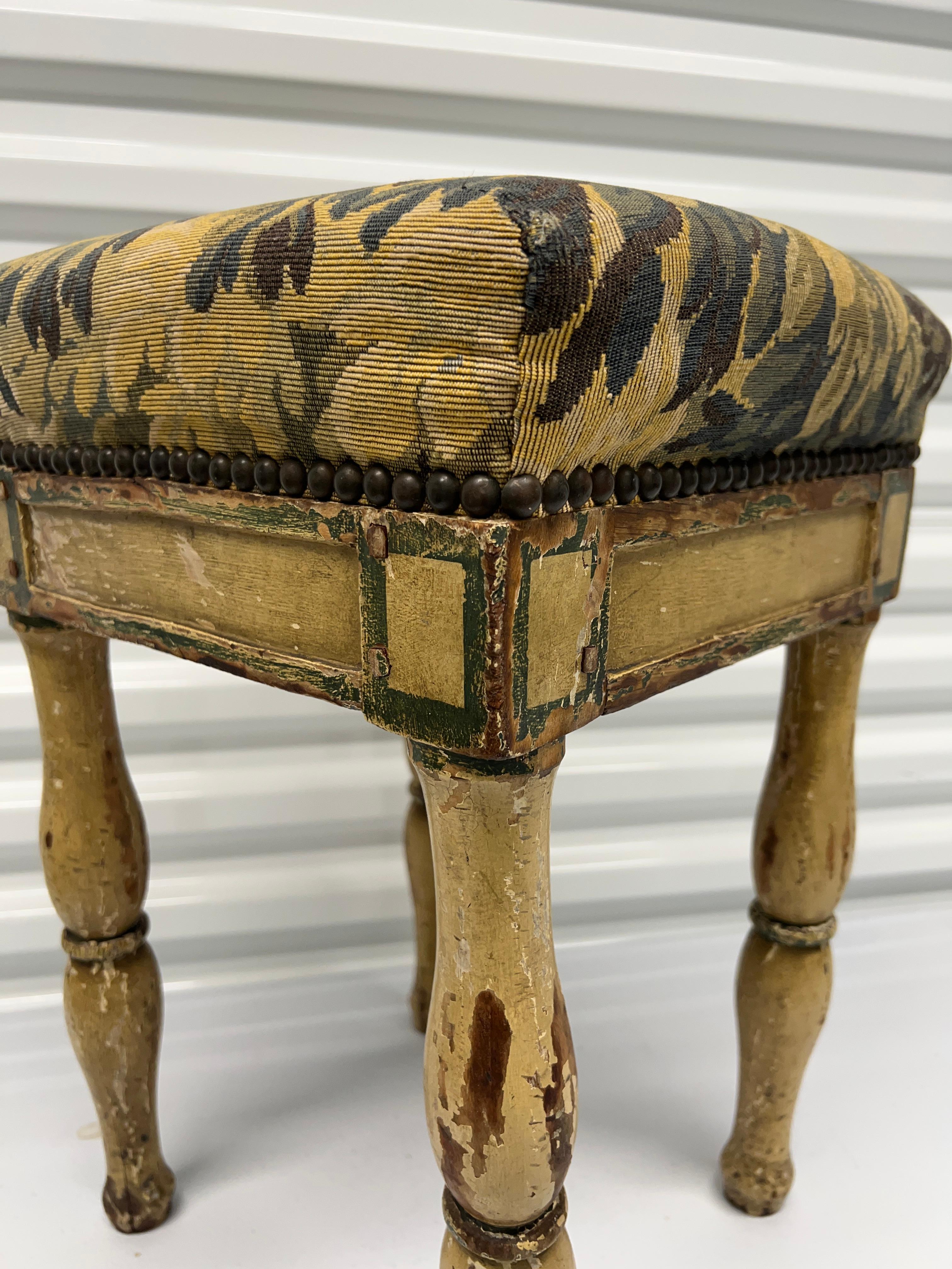 18. Jahrhundert, Französisch Malerei dekoriert & Wandteppich gepolstert hohen Hocker (Aubusson) im Angebot