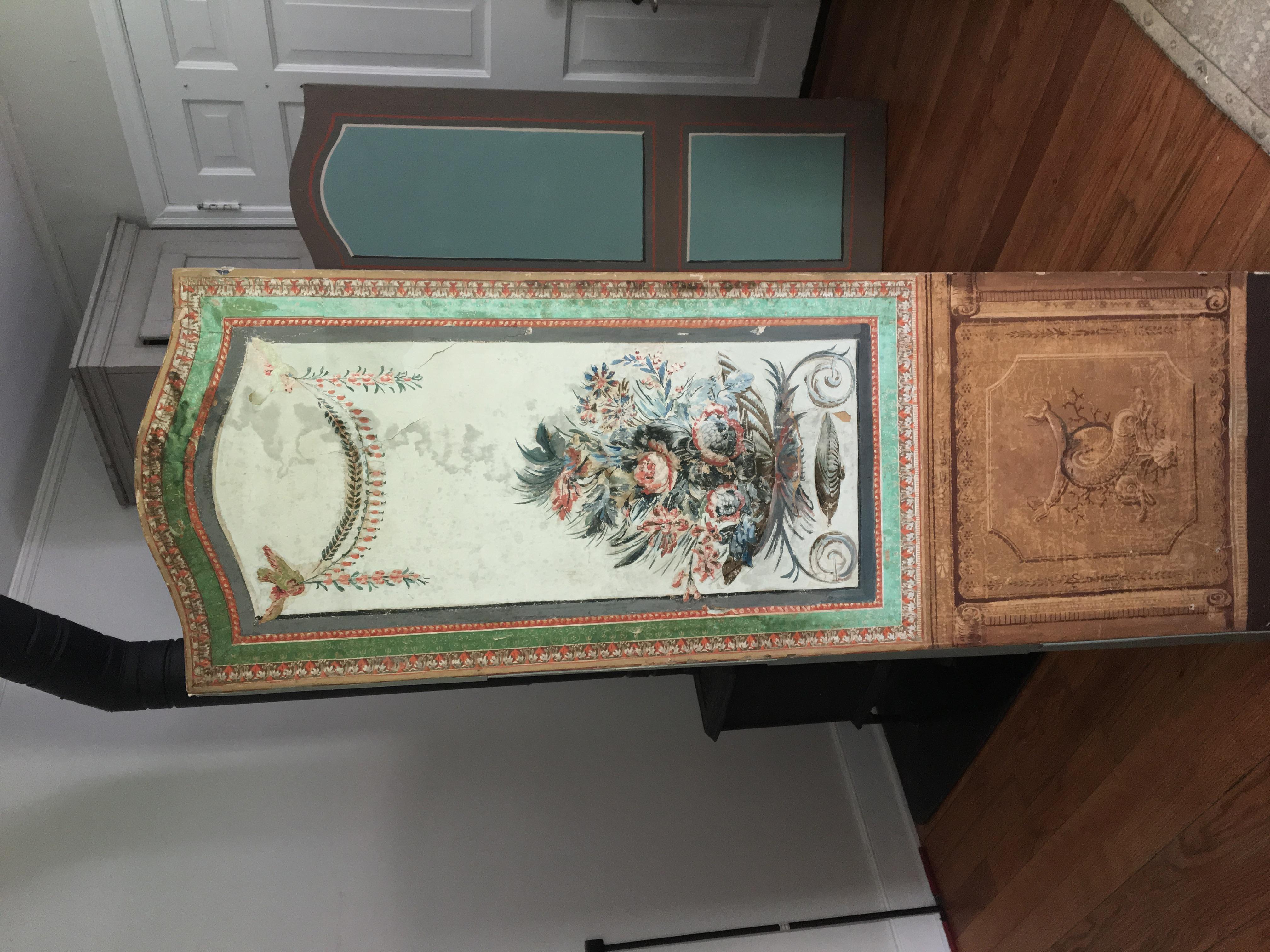 Hand-Painted 18th Century French Painted and Decoupage Screen