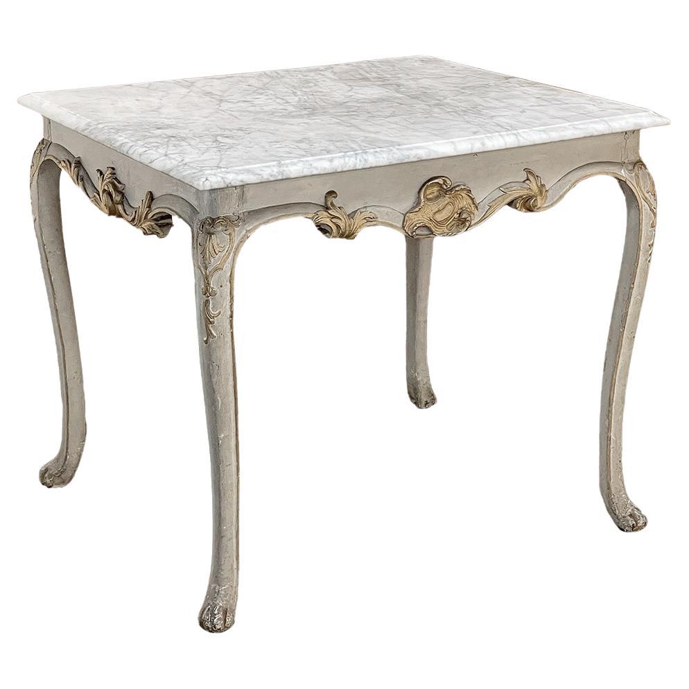 18th Century French Painted and Gilded Carrera Marble Top Table, Circa 1760.