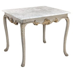18th Century French Painted and Gilded Carrera Marble Top Table, Circa 1760.