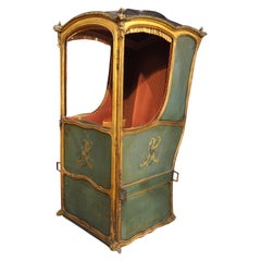 18th Century French Painted and Gilded Chaise à Porteurs, Sedan Chair