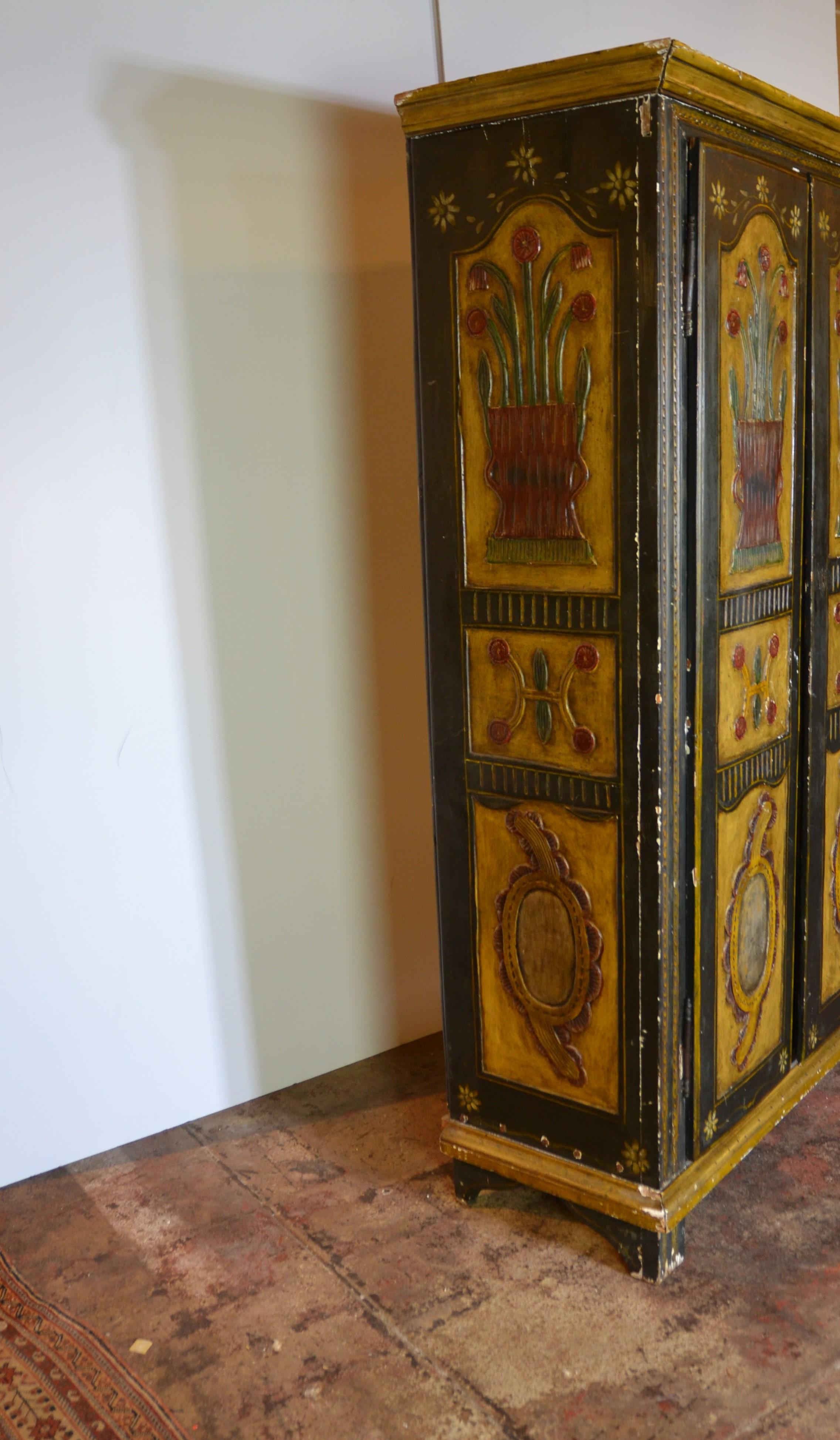 18th Century French Painted Armoire, Cupboard 1