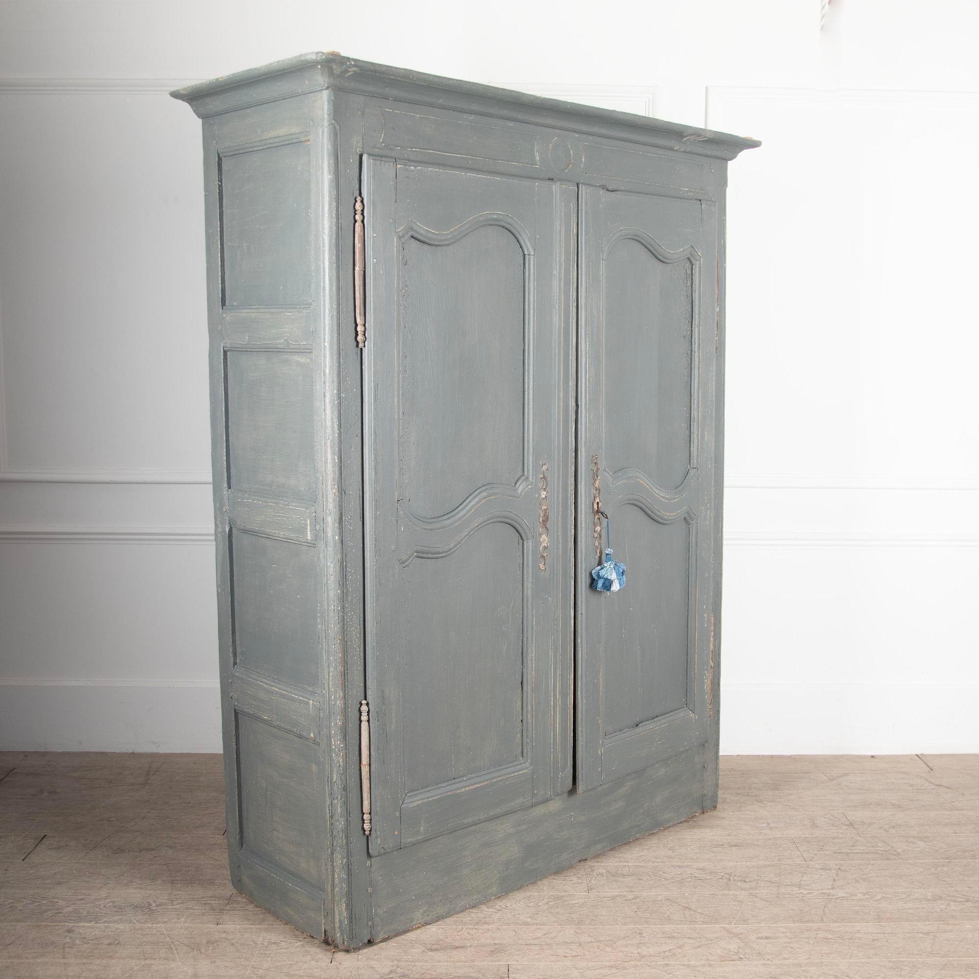 Louis XV 18th Century French Painted Armoire For Sale