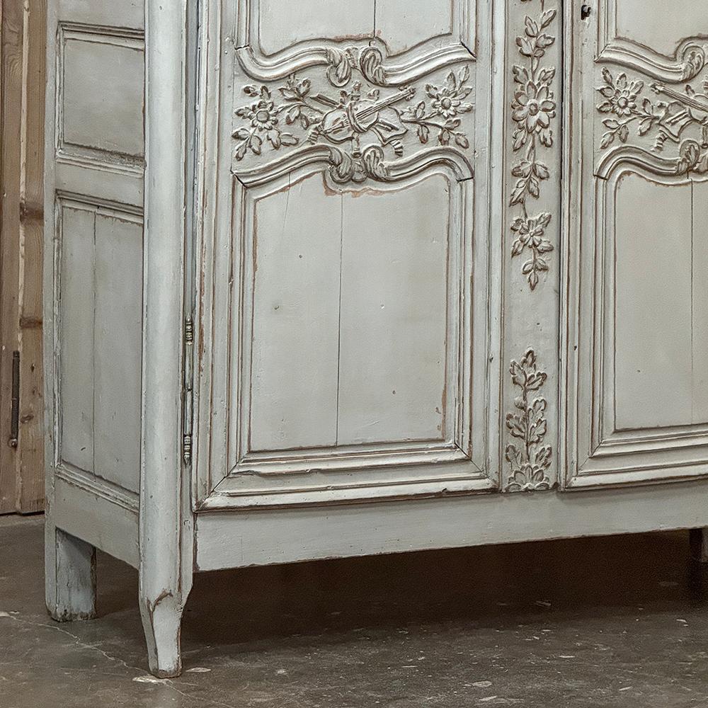 Steel 18th Century French Painted Armoire from Normandie For Sale