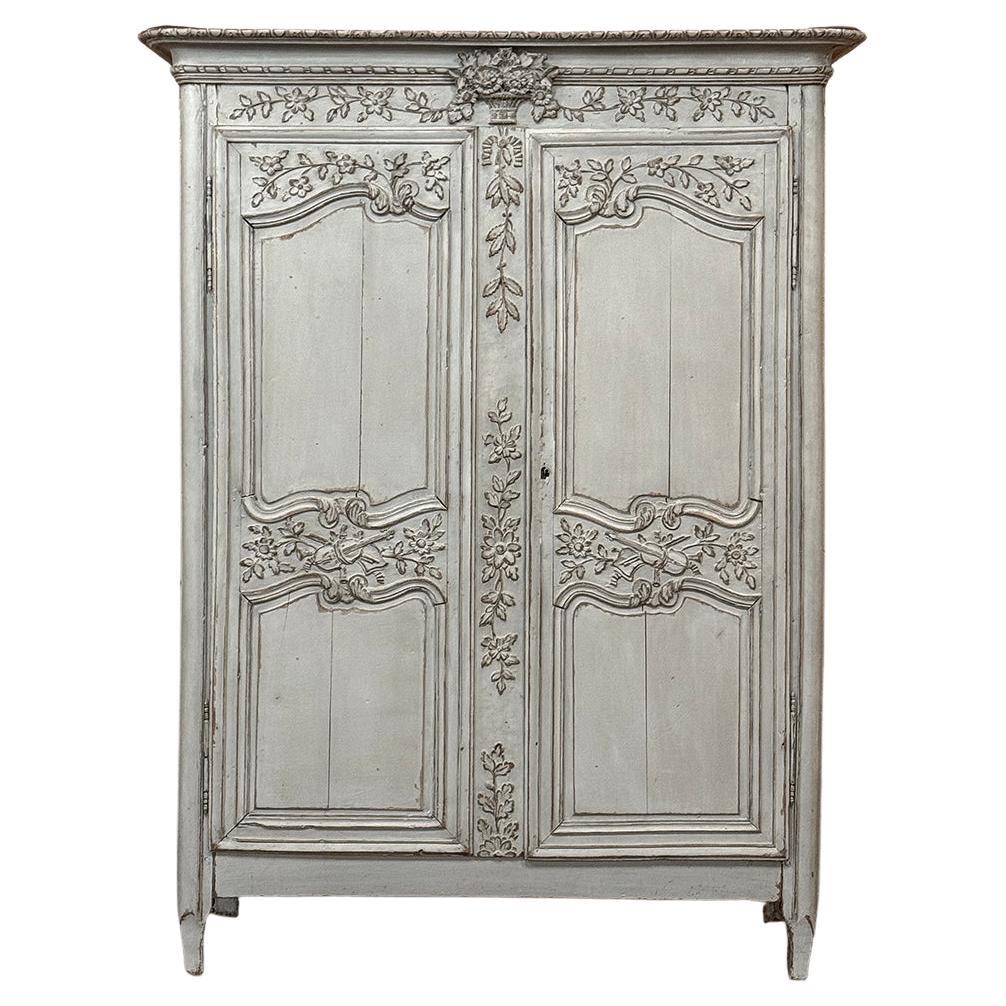 18th Century French Painted Armoire from Normandie For Sale