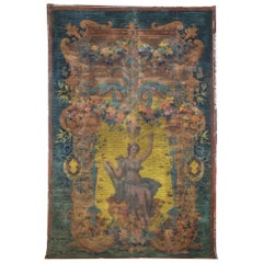18th Century French Painted Aubusson-Style Tapestry Cartoon on Canvas