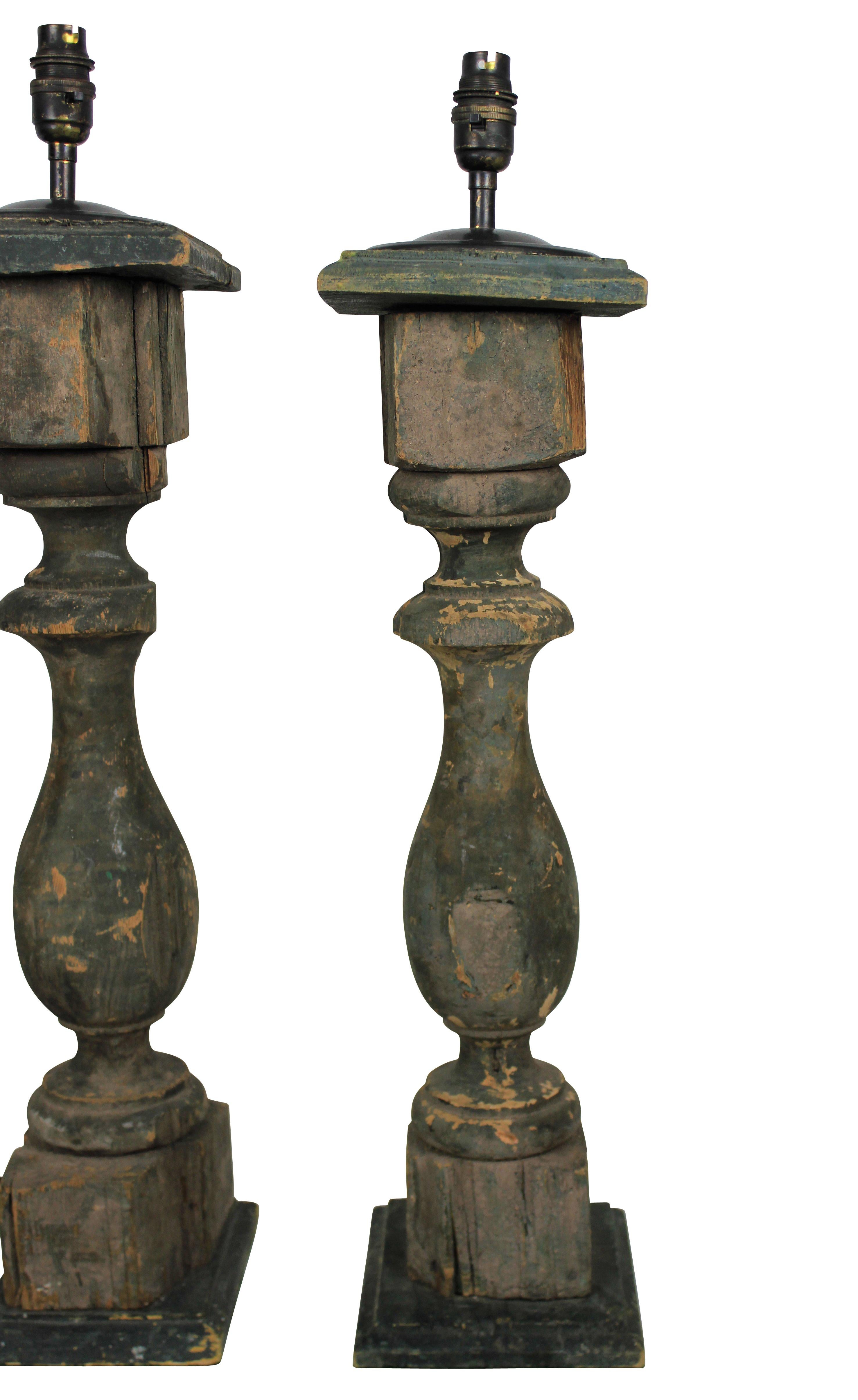 Fruitwood 18th Century French Painted Balustrades as Lamps