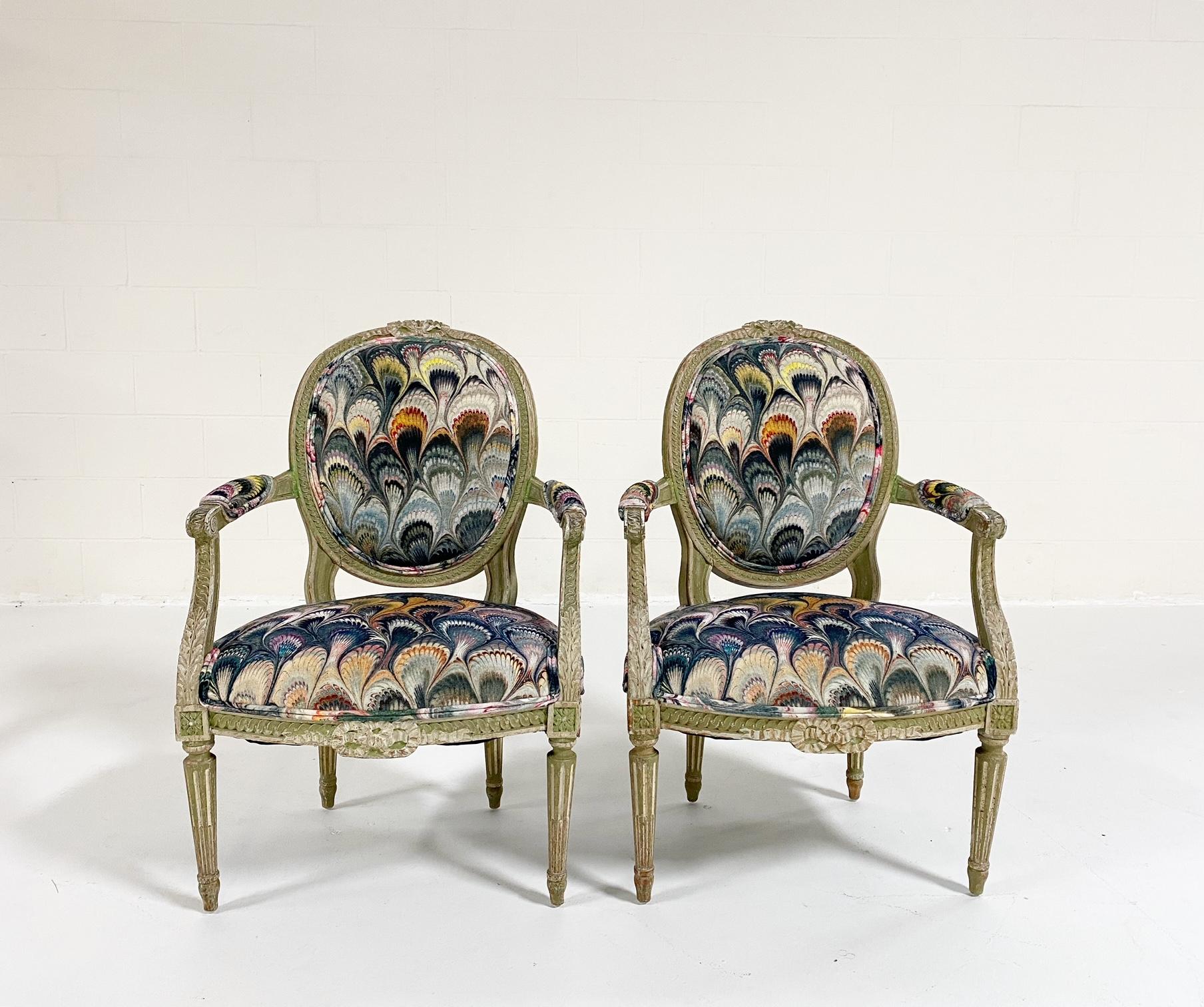 18th Century French Painted Chairs in Beata Heuman 