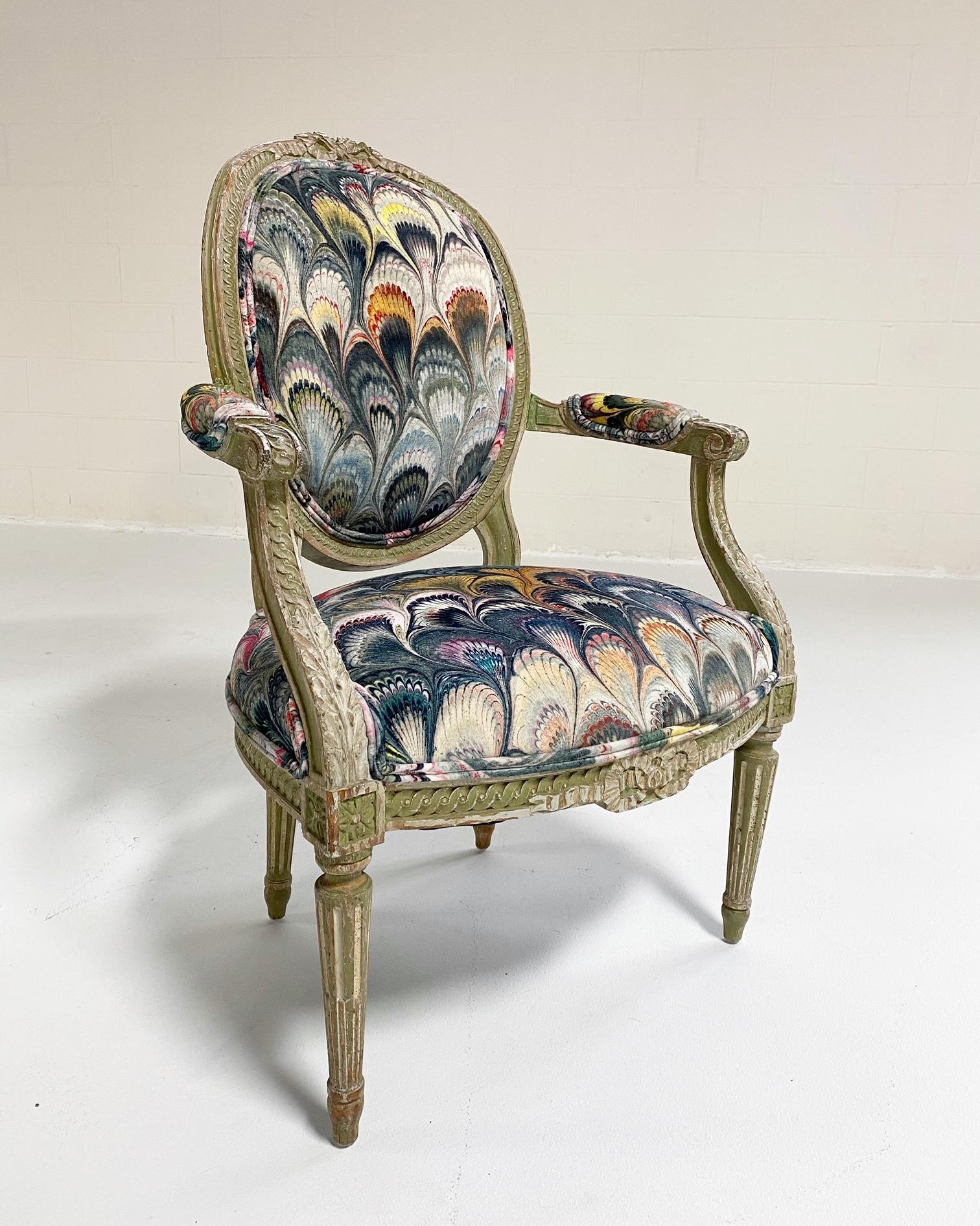 18th Century and Earlier 18th Century French Painted Chairs in Beata Heuman 