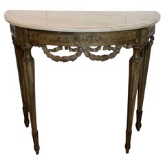 18th Century French Painted Console Table With Marble Top