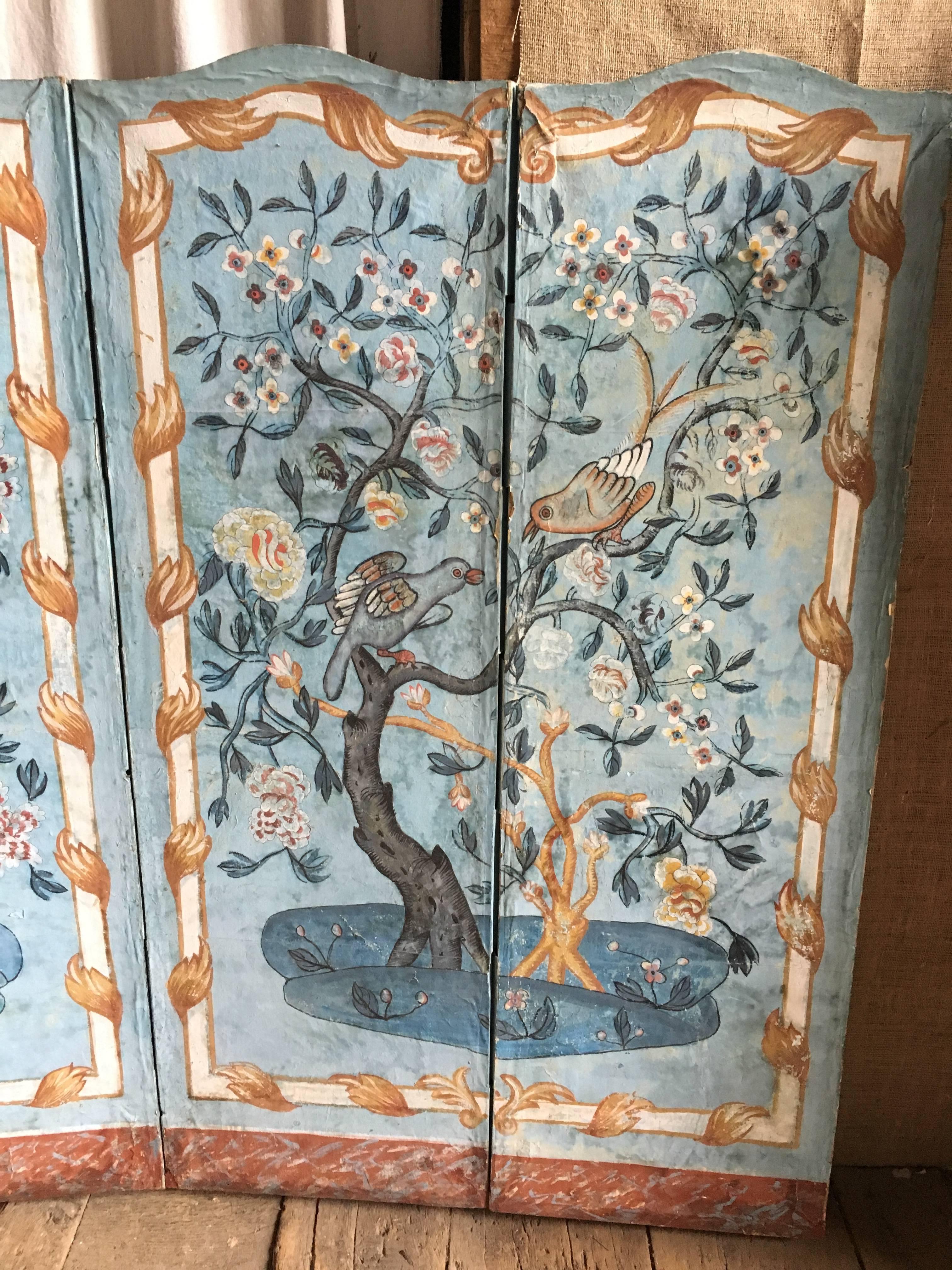 18th Century French Painted Screen In Good Condition In Doylestown, PA