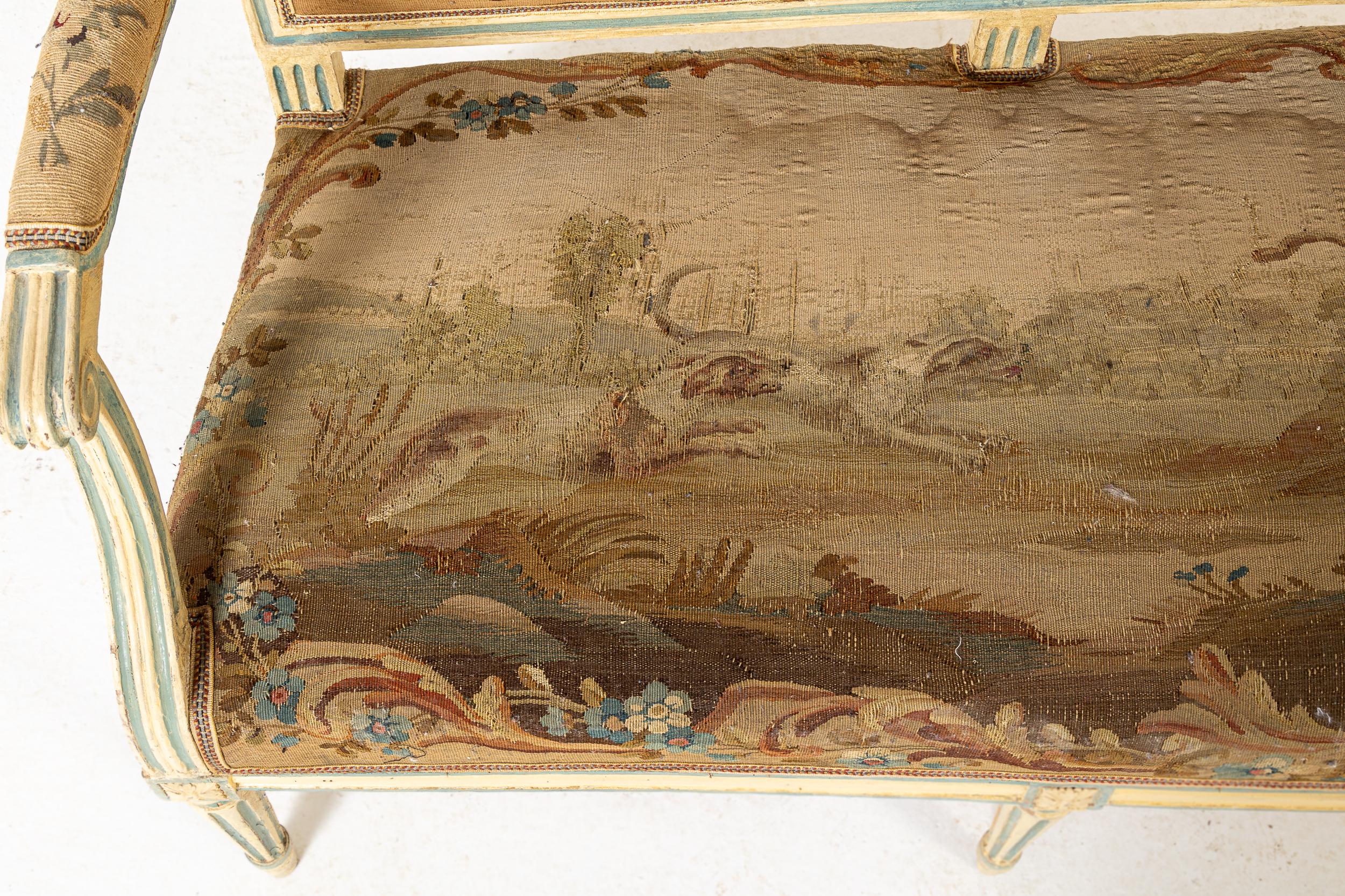 Tapisserie Settee française peinte du 18ème siècle en vente