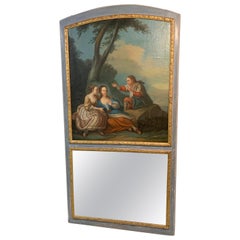 18th Century French Painted Trumeau Mirror