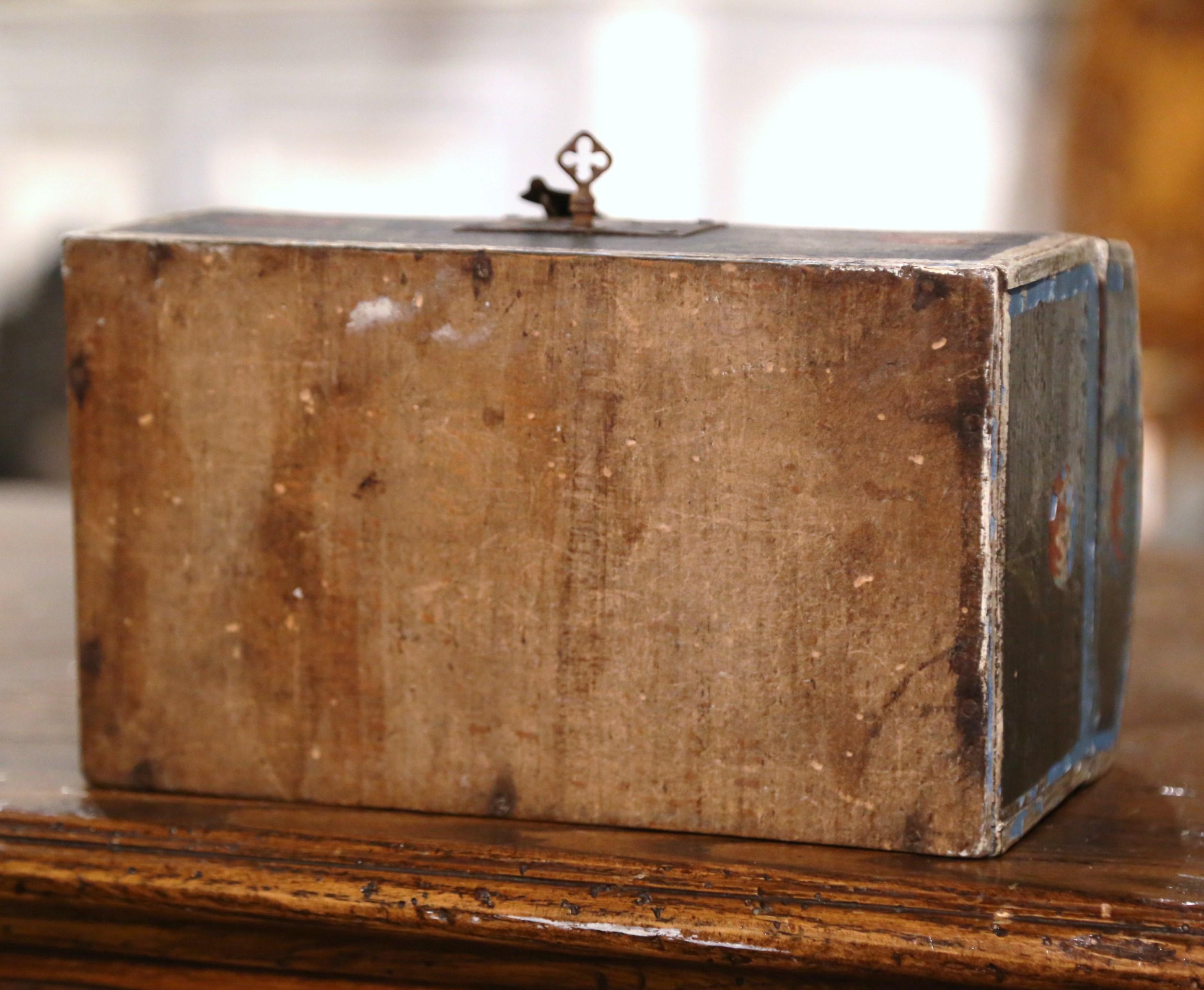 18th Century French Painted Wedding Box with Foliage Motifs from Normandy 1