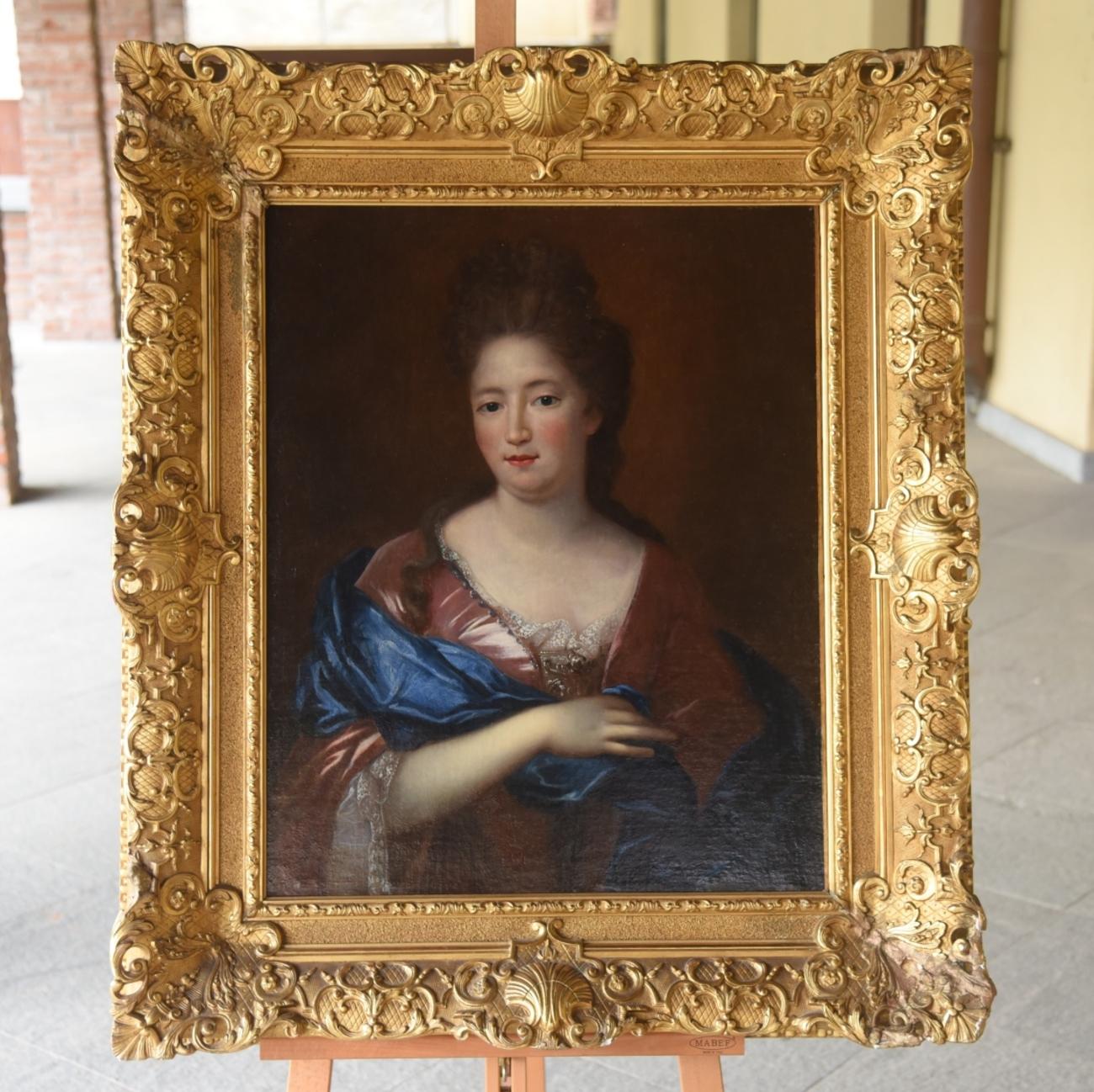 Louis XV 18th Century French Painting Portrait of a Noblewoman Francoise De Troi, 1700s  For Sale