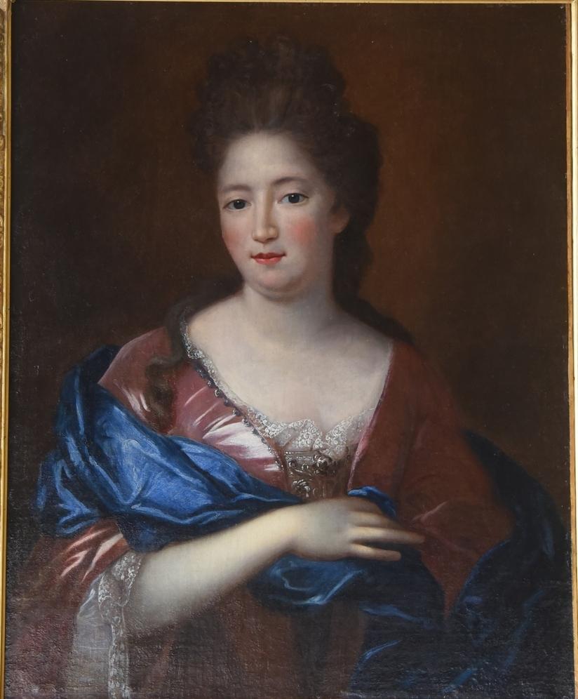 18th Century and Earlier 18th Century French Painting Portrait of a Noblewoman Francoise De Troi, 1700s  For Sale