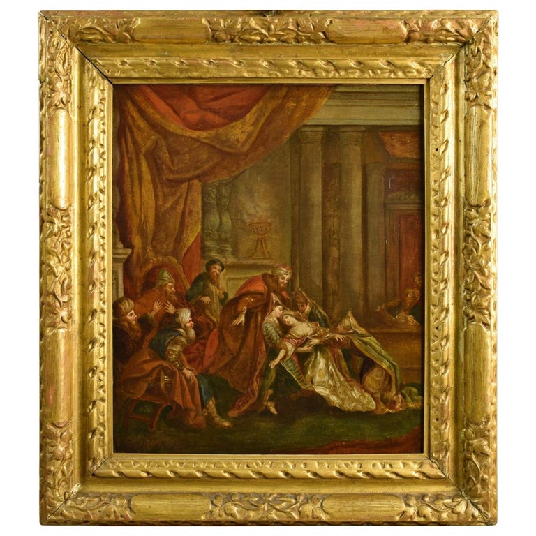 18th Century, French Painting with Esther’s Fainting before Ahasuerus For Sale