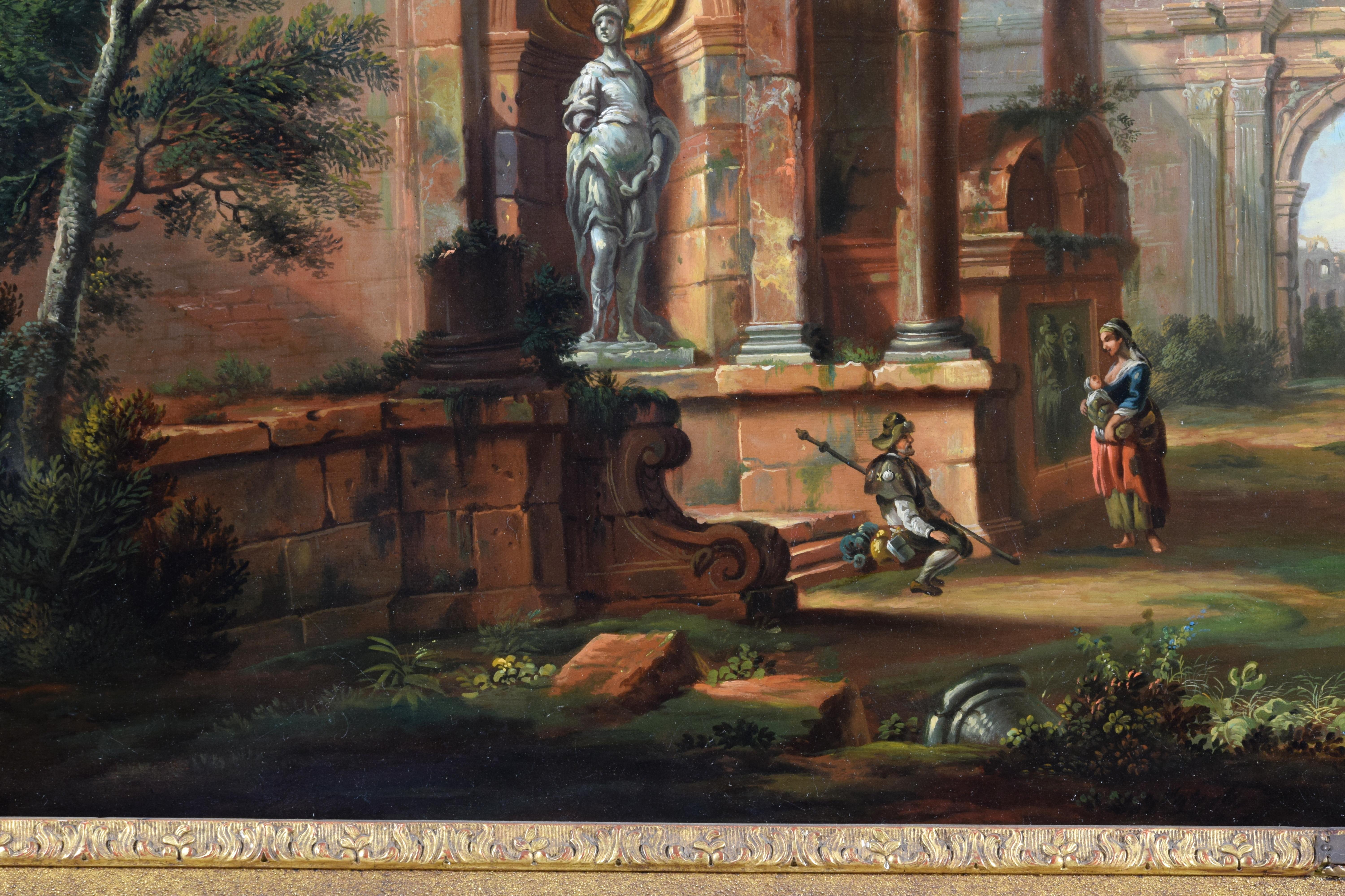 18th Century, French Painting with Landscape with Ruins  For Sale 10