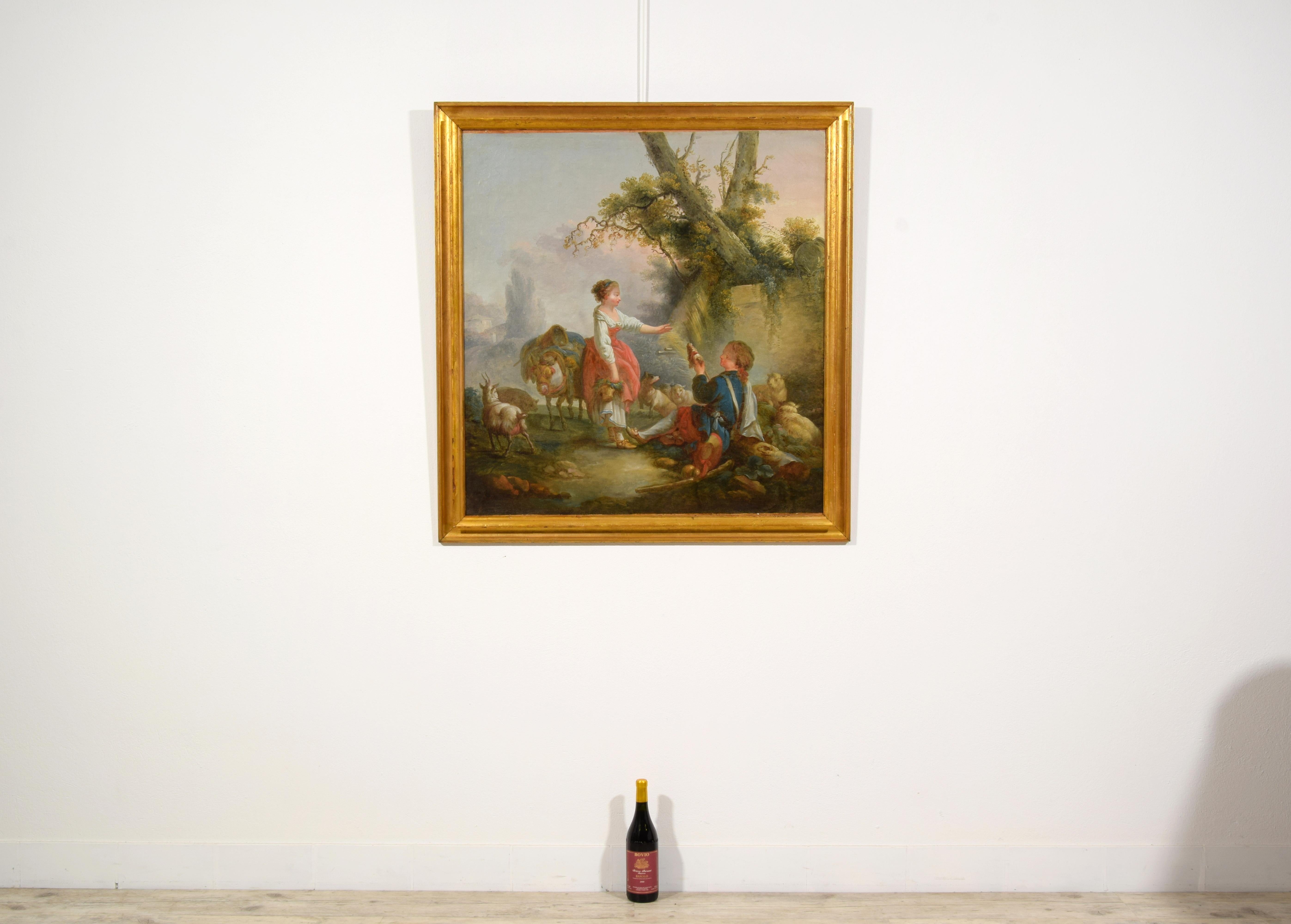 XVIIIe siècle, peinture française avec scène pastorale, cercle de Jean-Baptiste Huet en vente 1