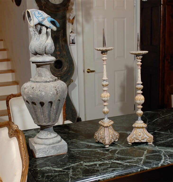 18th century French pair of candlesticks, one of a kind.